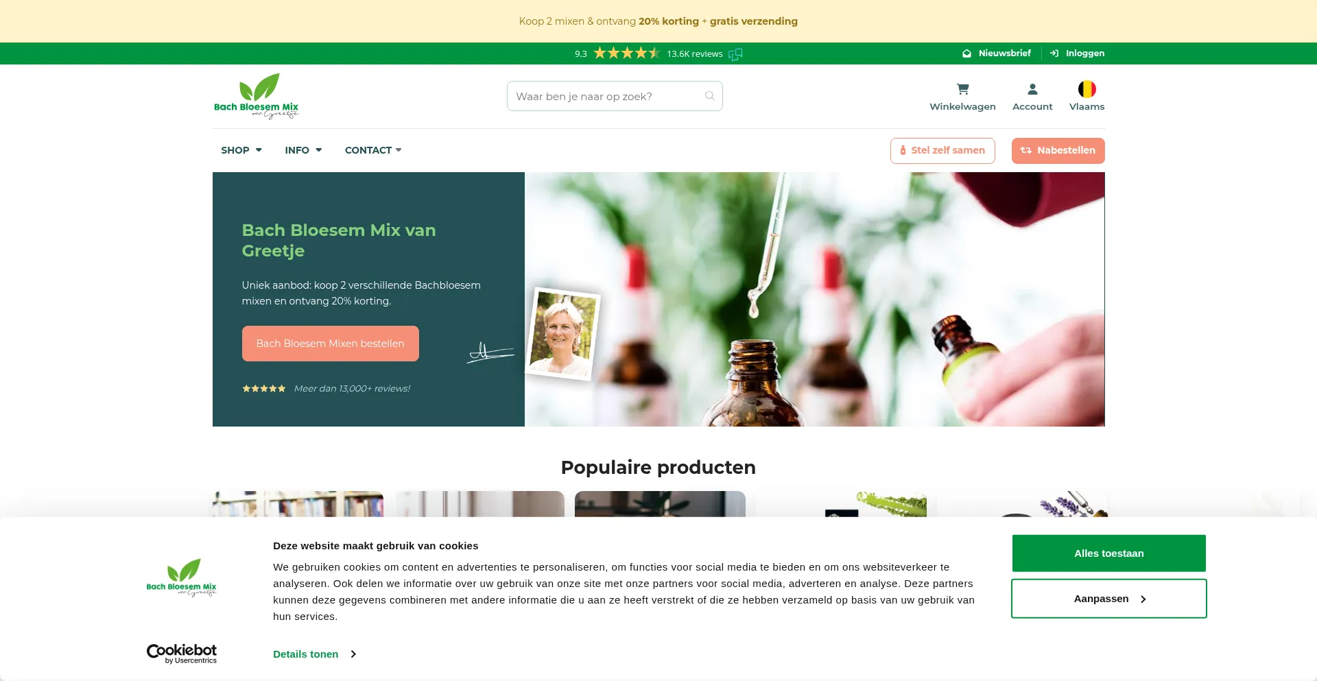 Website screenshot of Bachbloesemmix.be