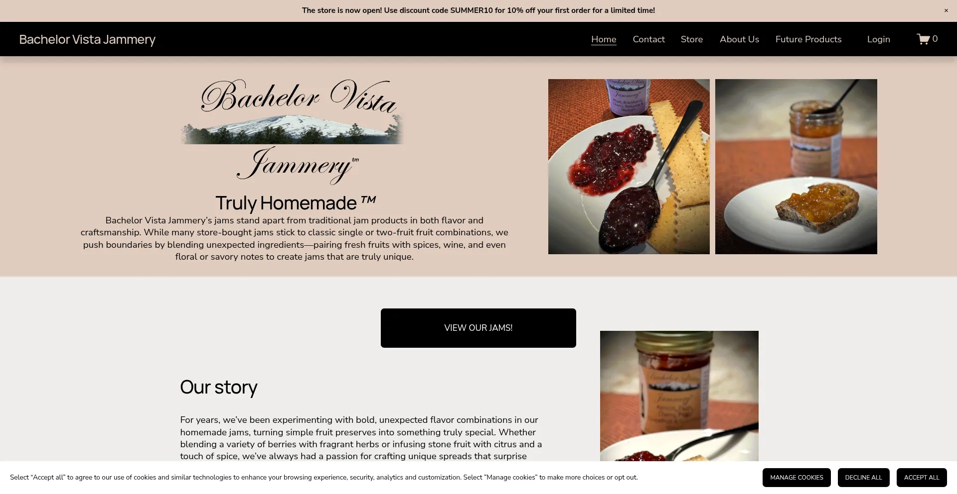 Website screenshot of Bachelorvistajammery.com
