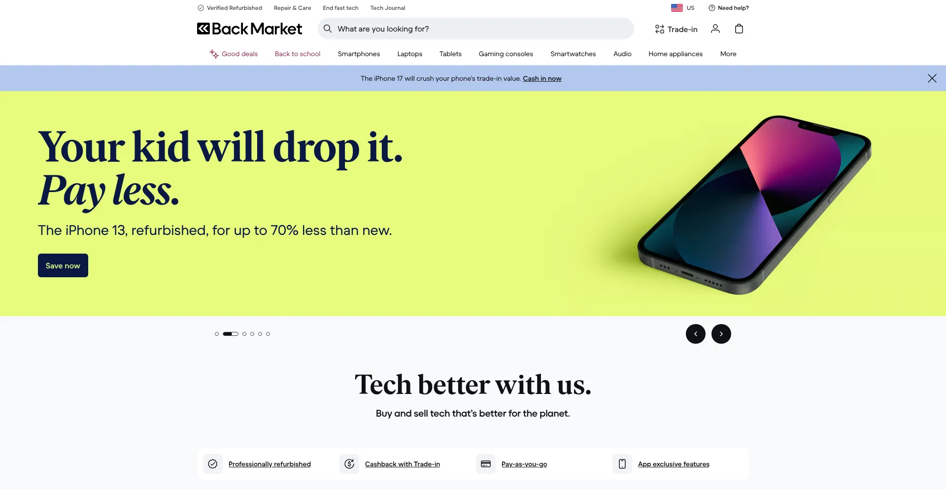Website screenshot of Backmarket.com