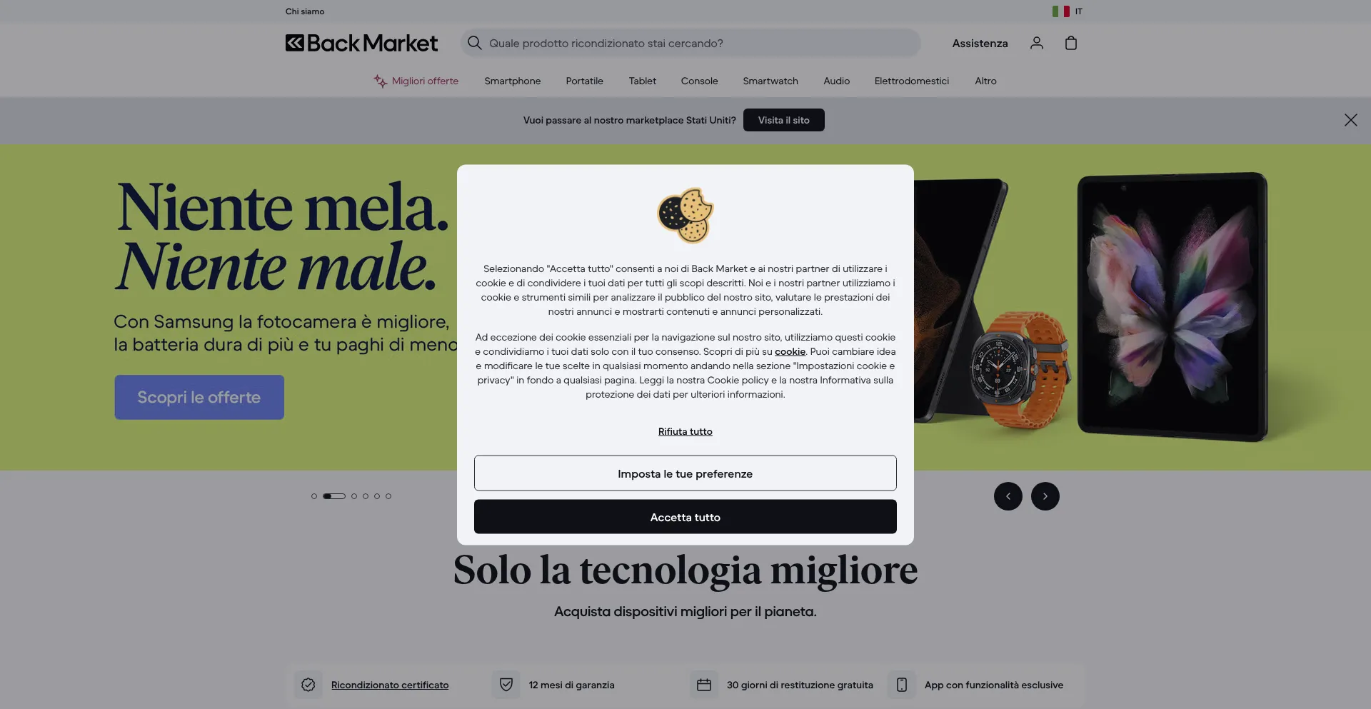 Website screenshot of Backmarket.it