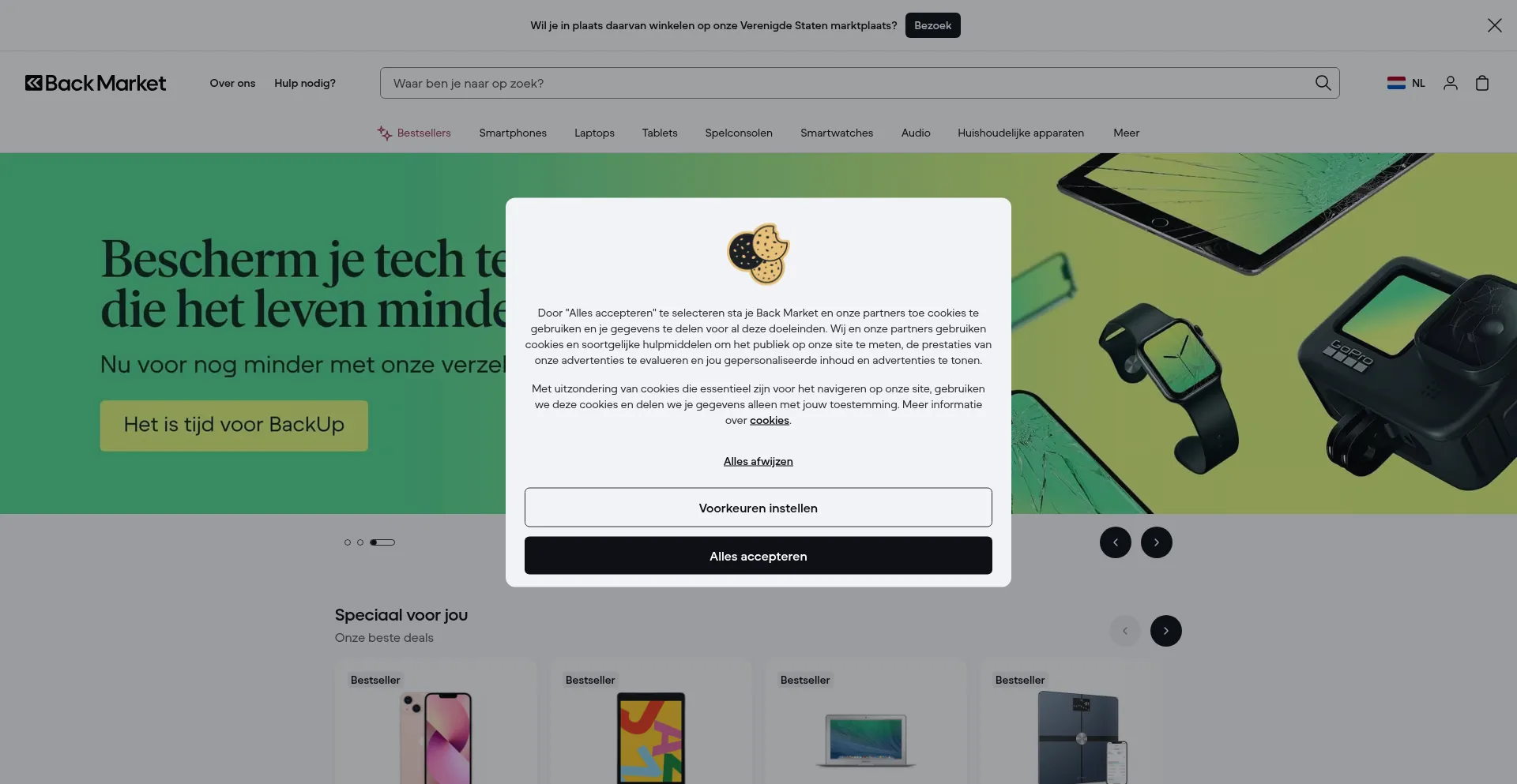 Website screenshot of Backmarket.nl
