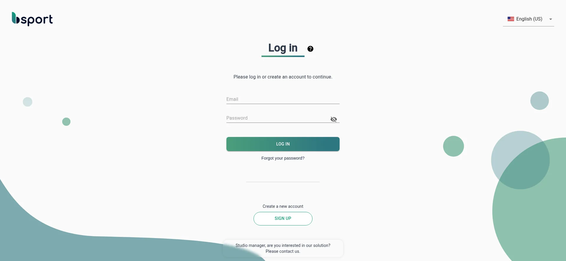 Website screenshot of Backoffice.bsport.io