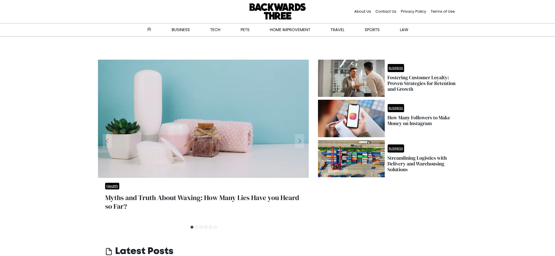 Website screenshot of Backwards3.info