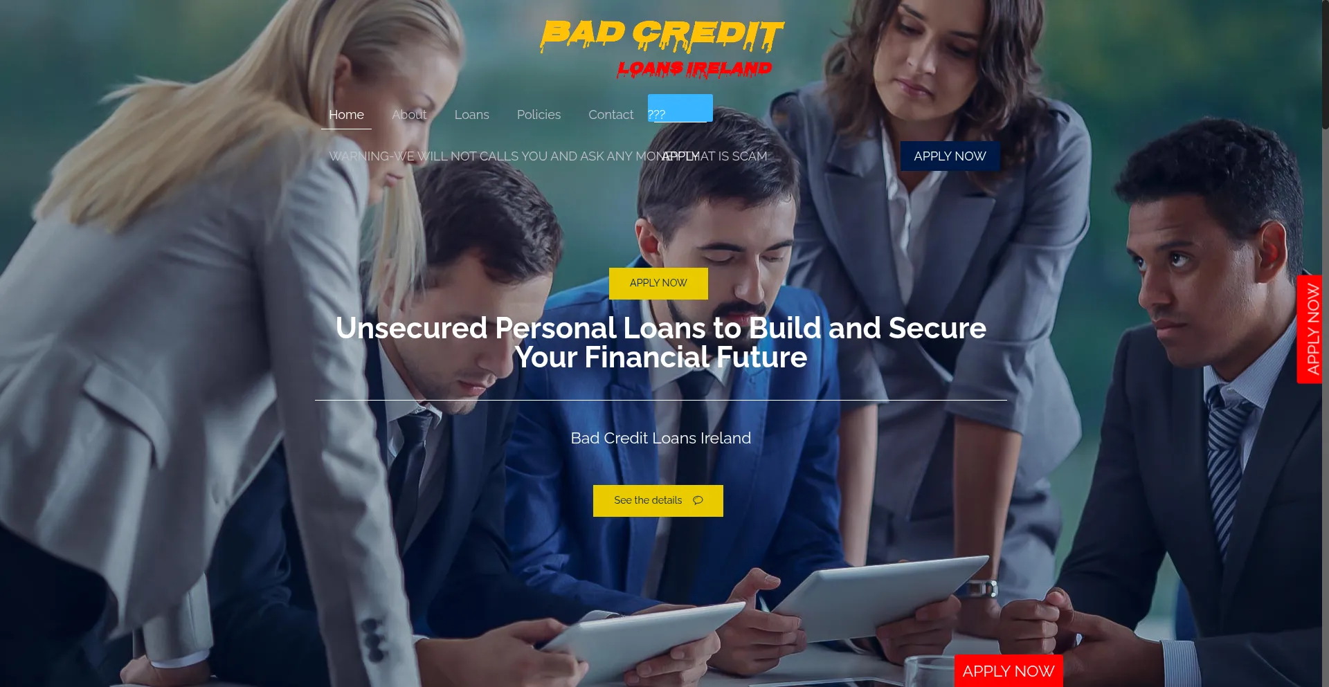 Website screenshot of Badcreditloansireland.com