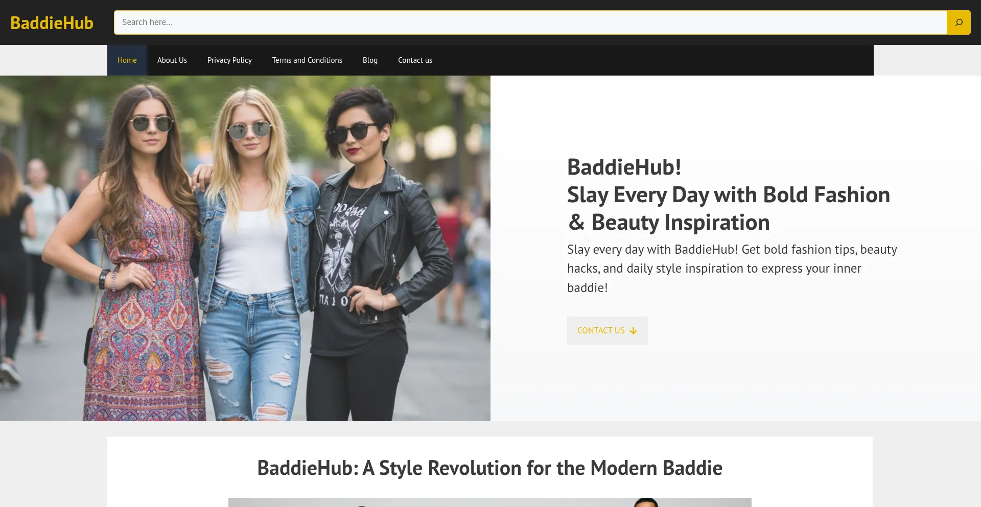 Website screenshot of Baddiehubx.com