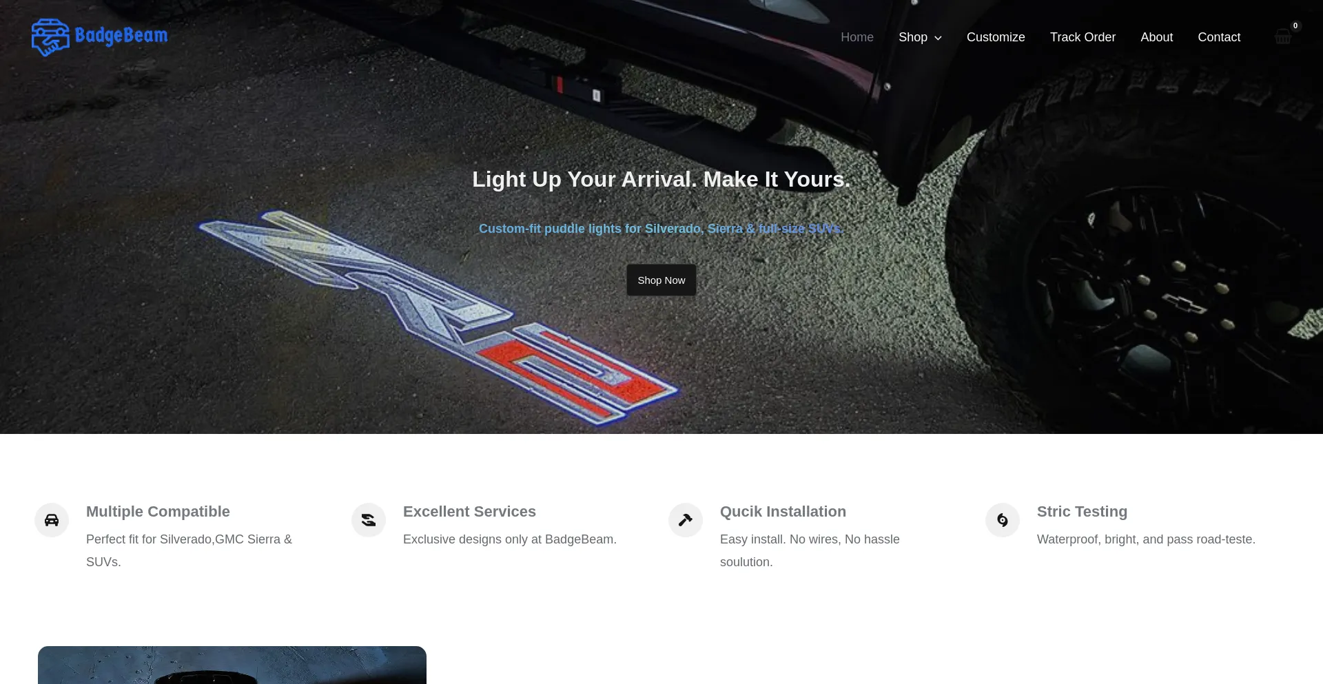 Website screenshot of Badgebeam.com