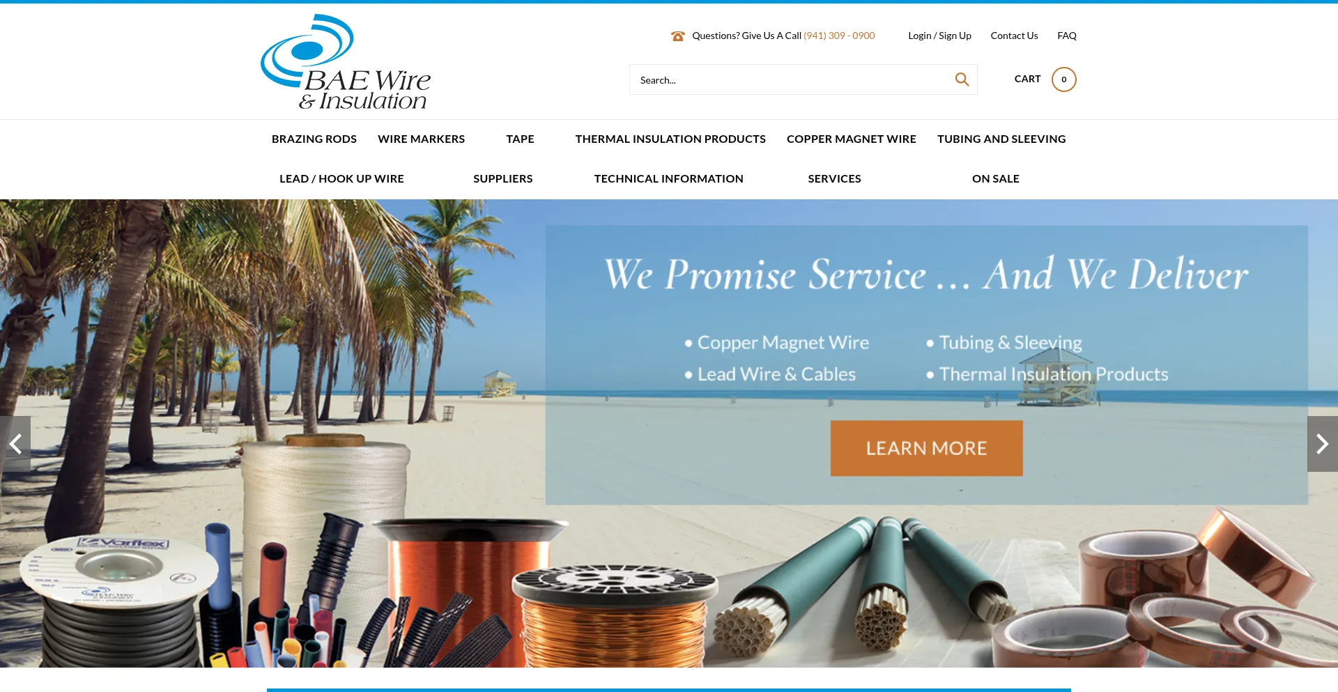 Website screenshot of Baewire.com