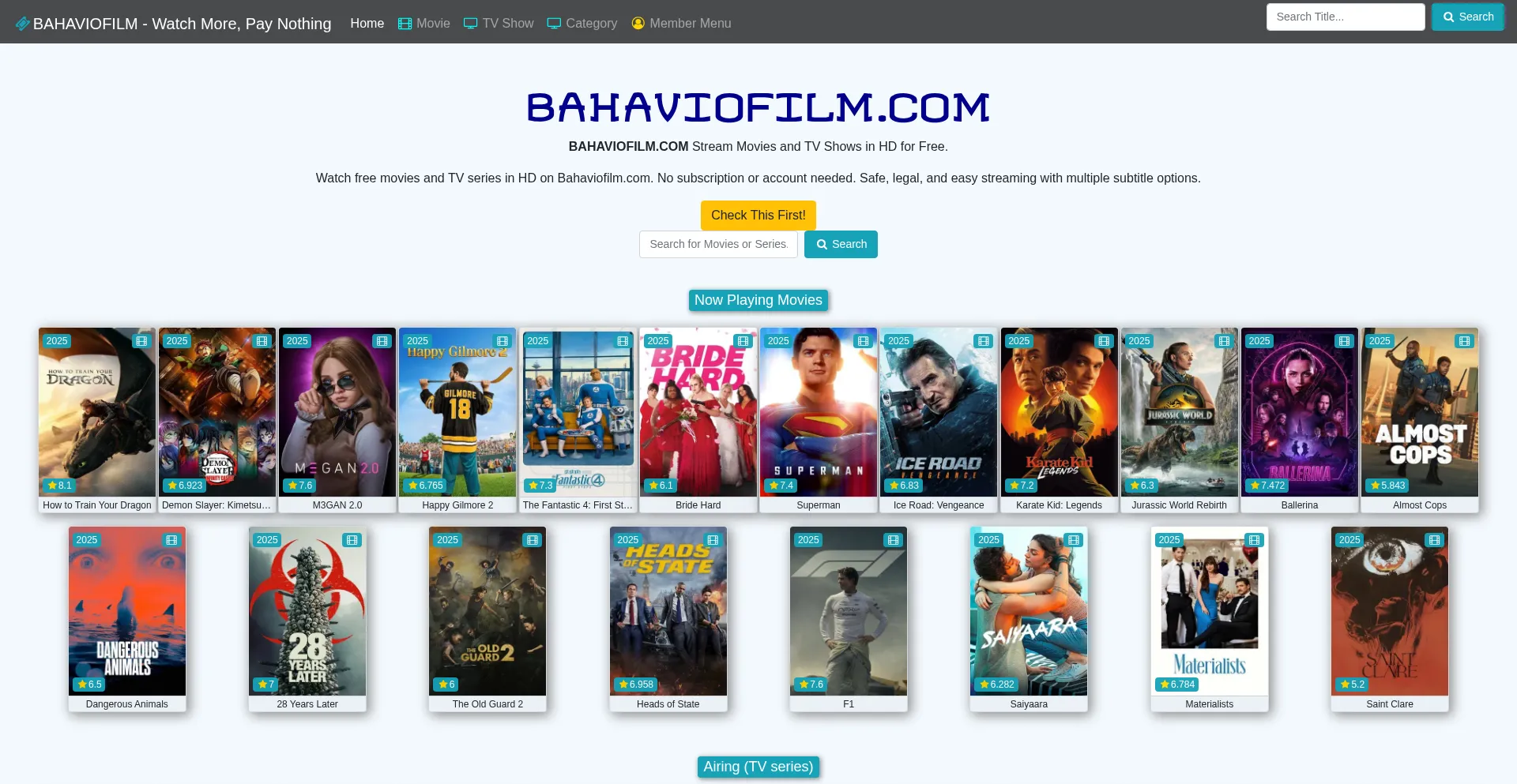 Website screenshot of Bahaviofilm.com