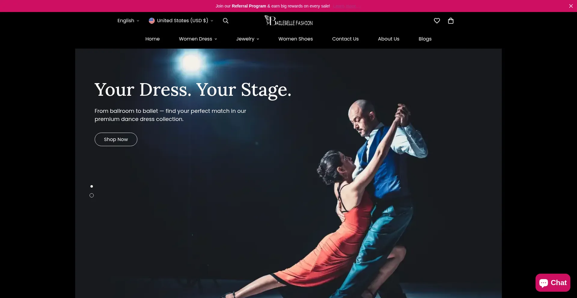 Website screenshot of Bailebelle.com