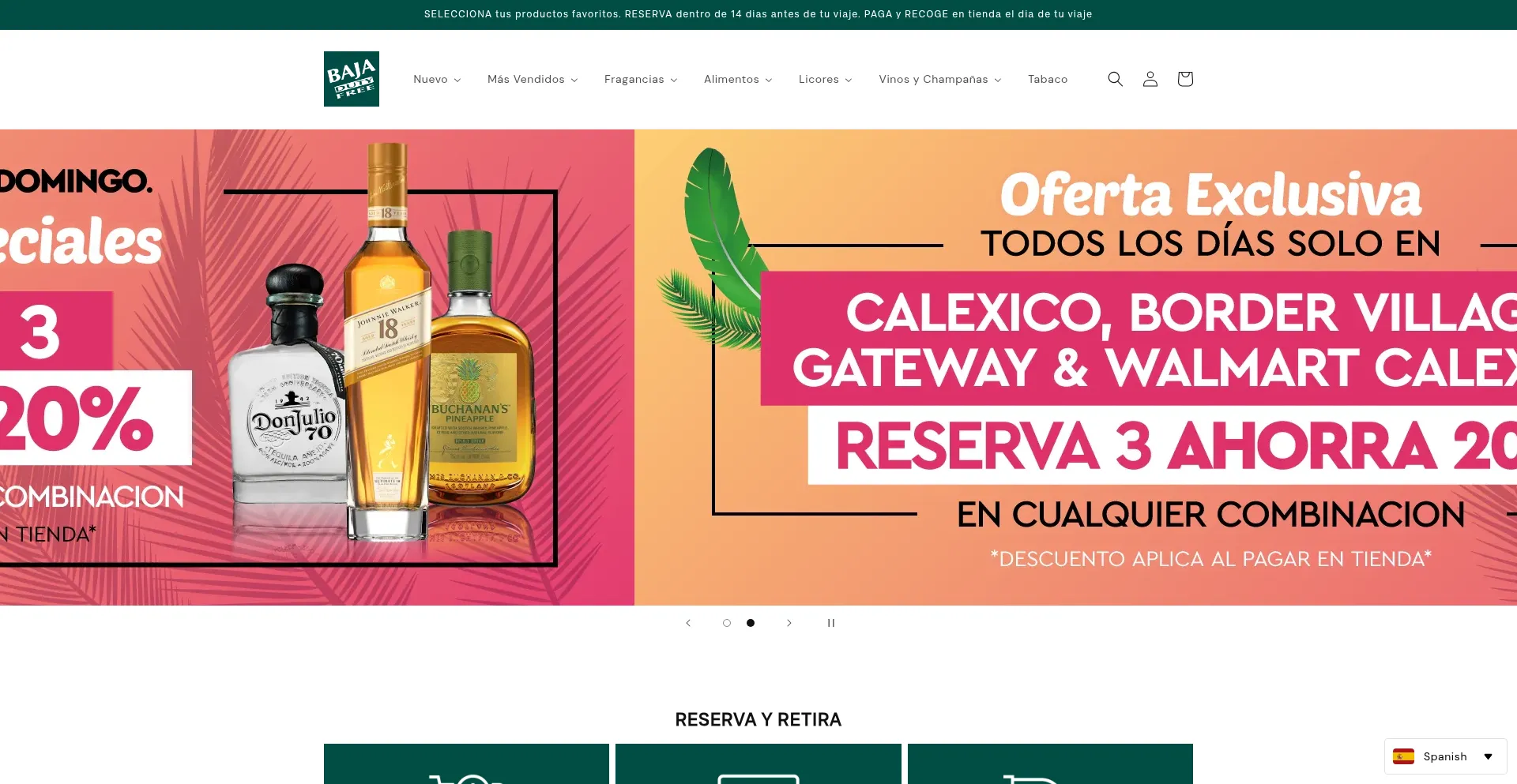 Website screenshot of Bajadutyfree.com
