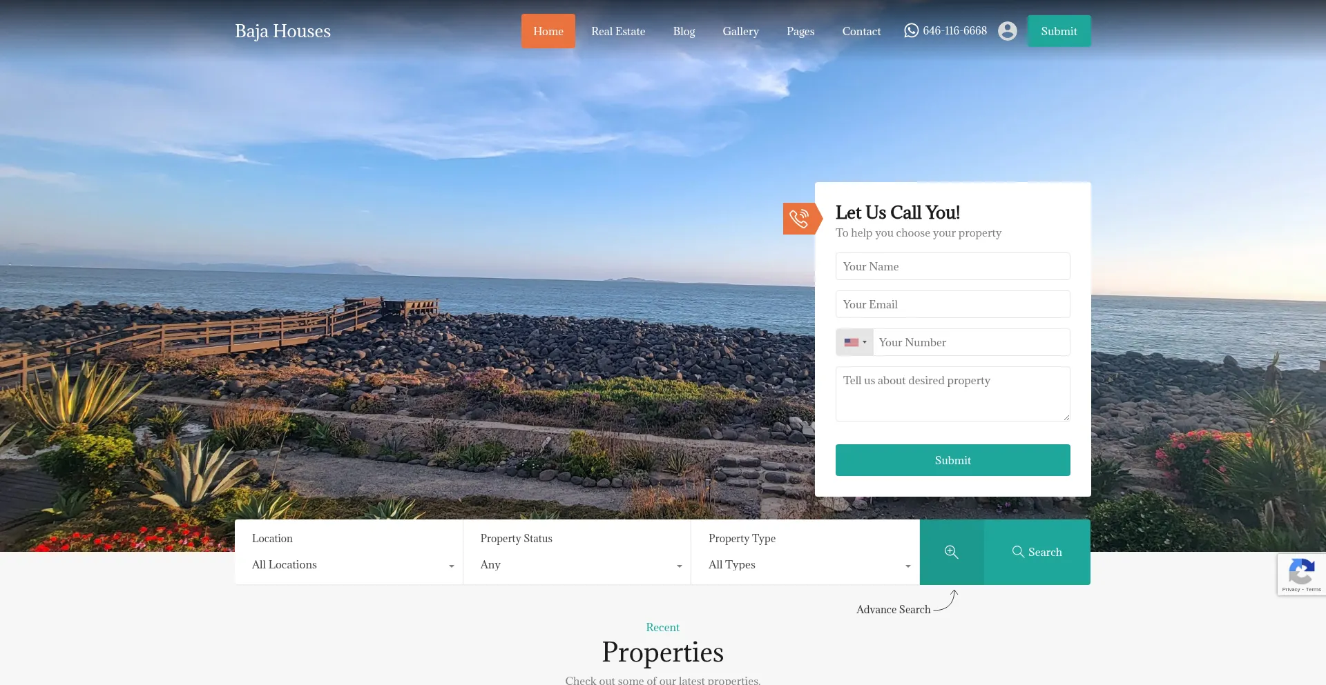 Website screenshot of Bajahouses.com