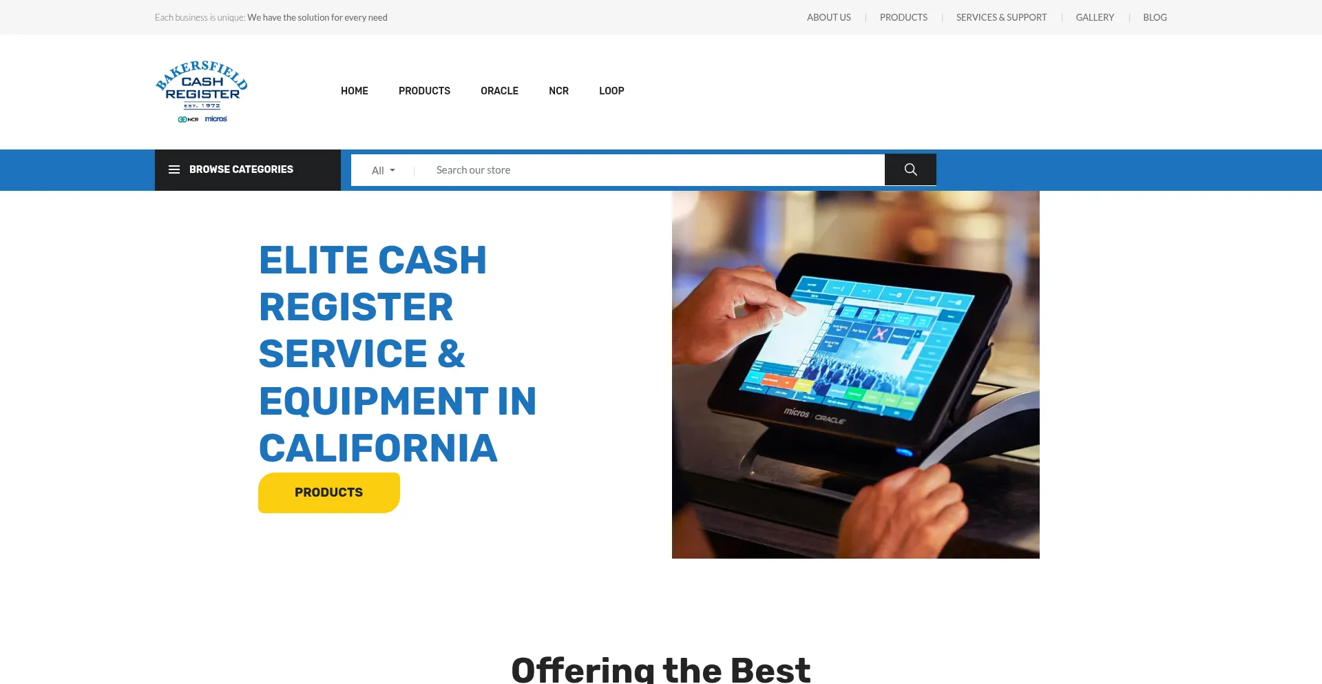 Website screenshot of Bakersfieldcashregisterinc.com
