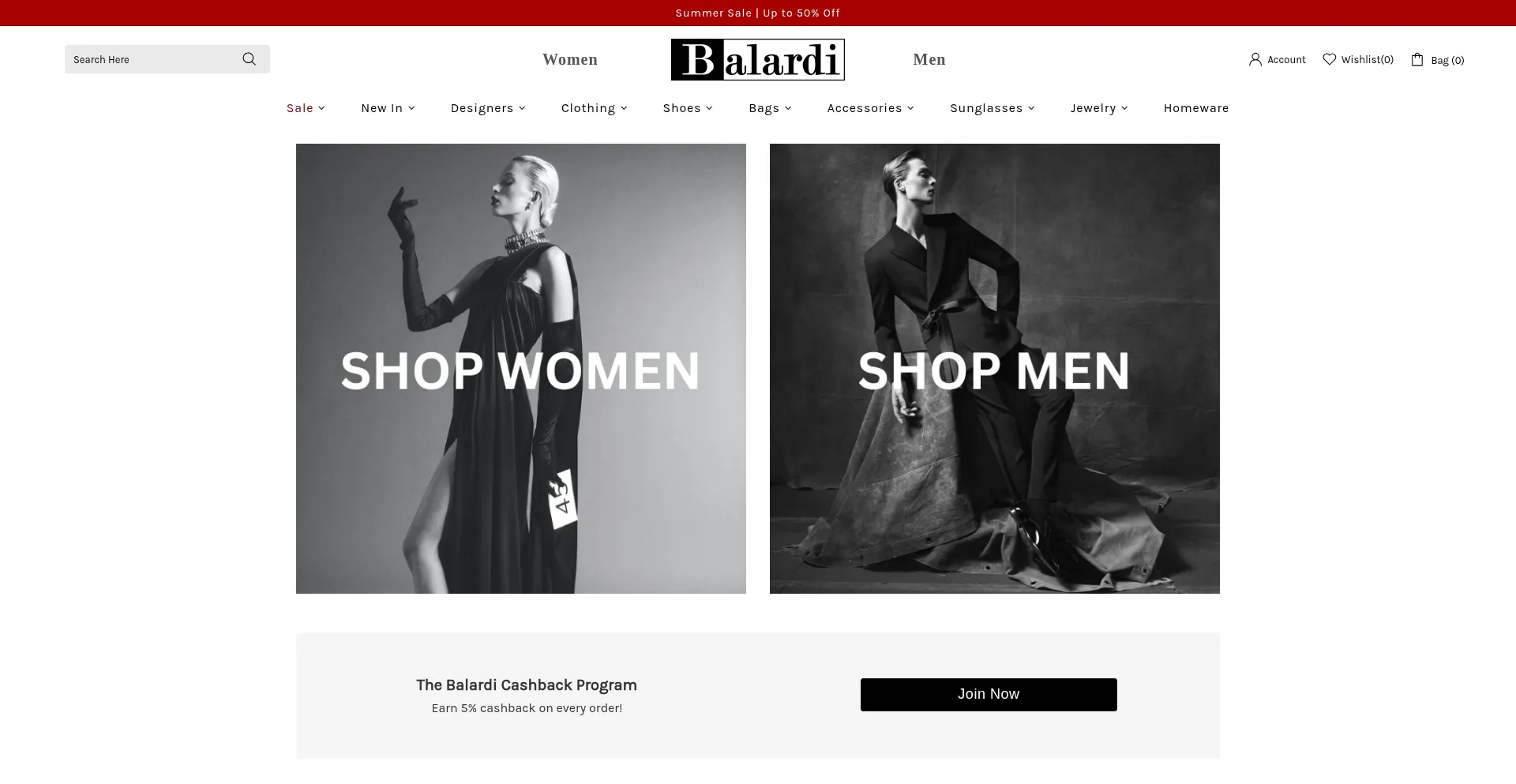 Website screenshot of Balardi.com