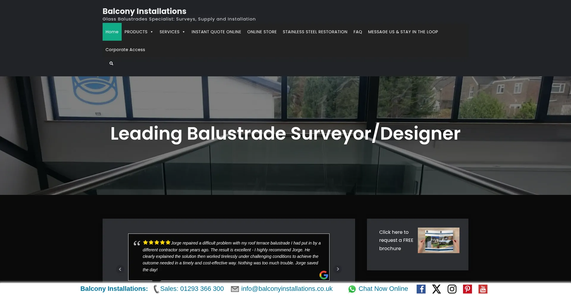 Website screenshot of Balconyinstallations.co.uk
