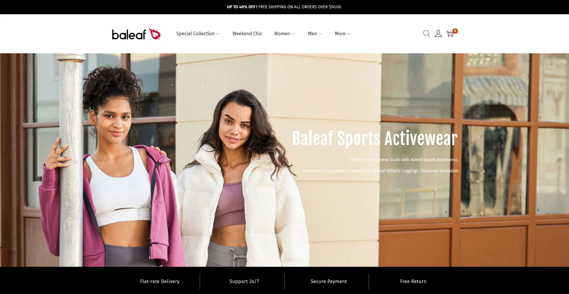 Website screenshot of Baleaf-sport.com