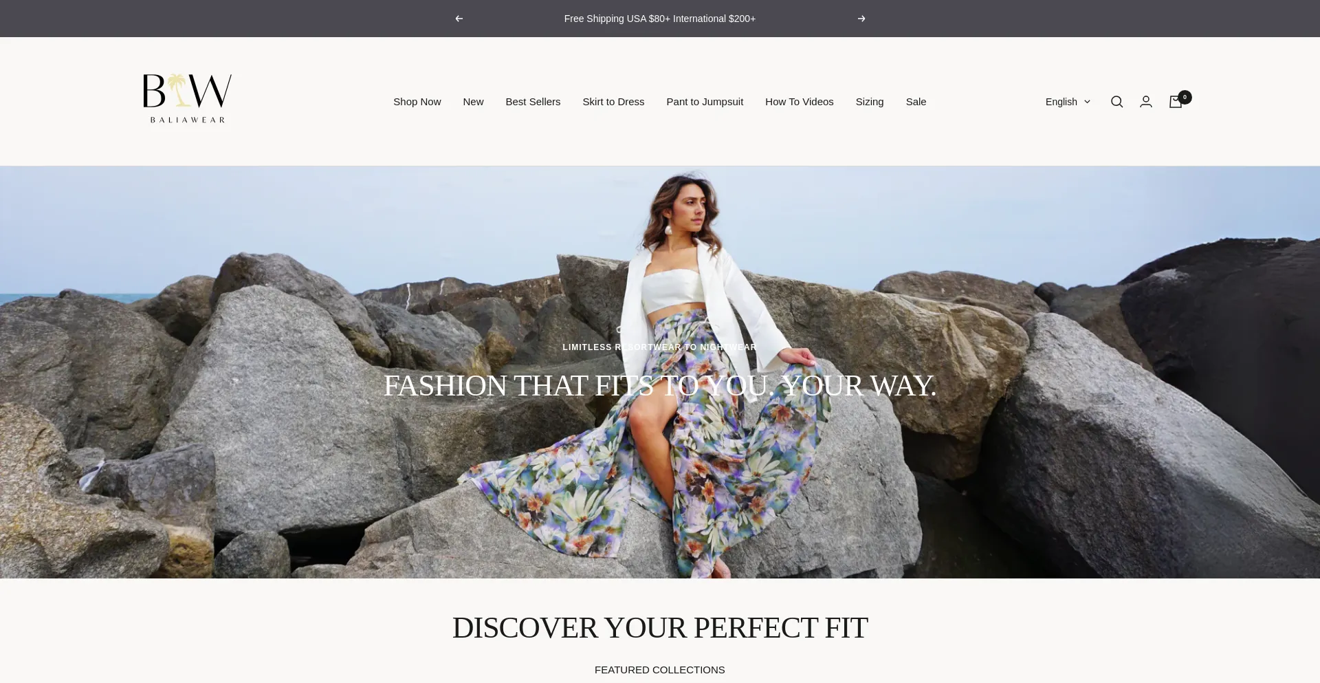 Website screenshot of Baliawear.com