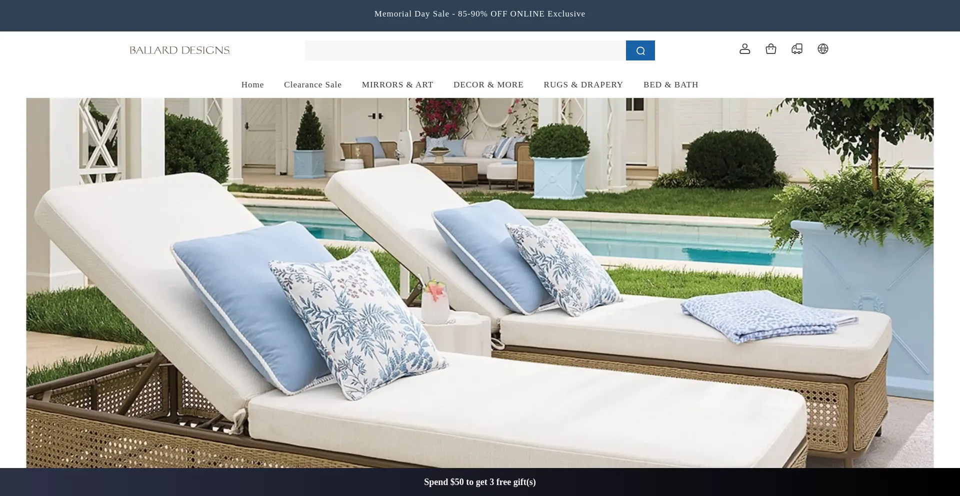 Website screenshot of Ballardesigns-megasale.shop
