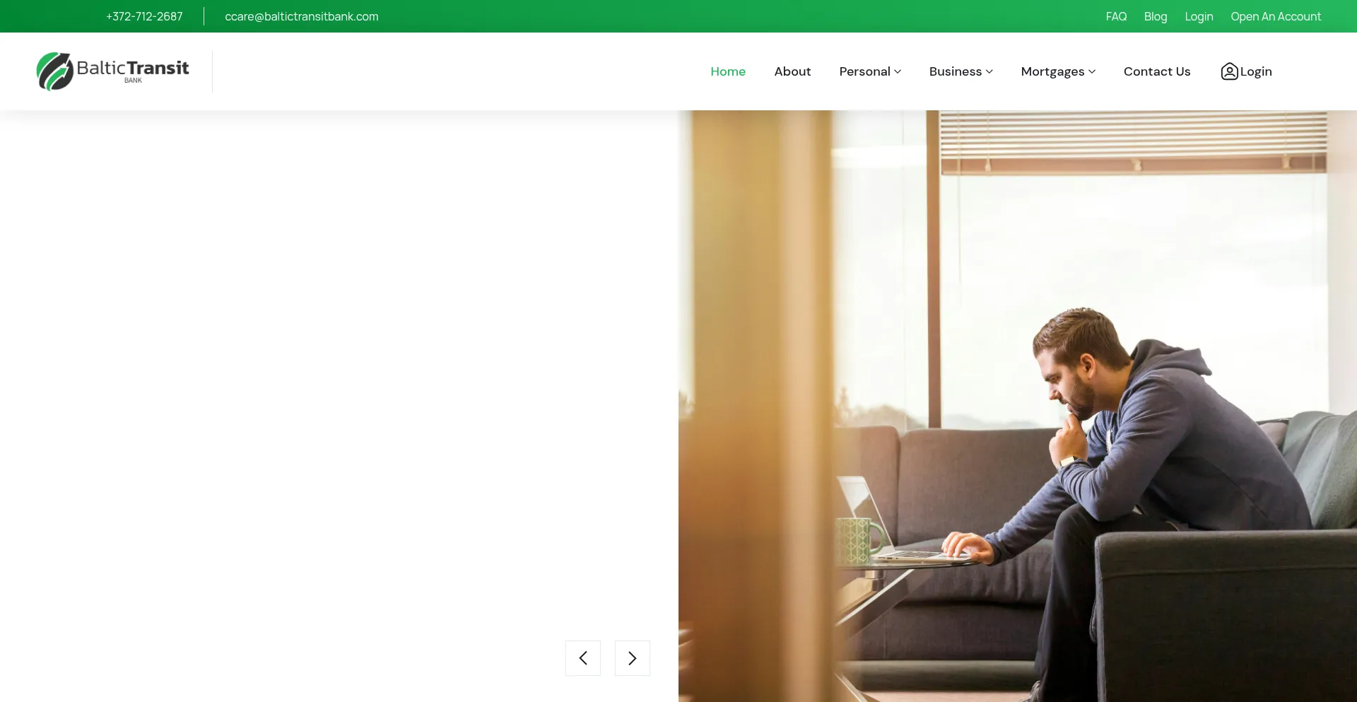 Website screenshot of Baltictransitbank.com