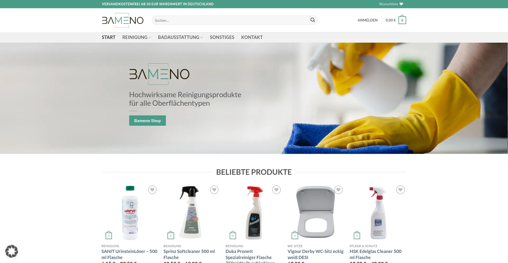 Website screenshot of Bameno.de