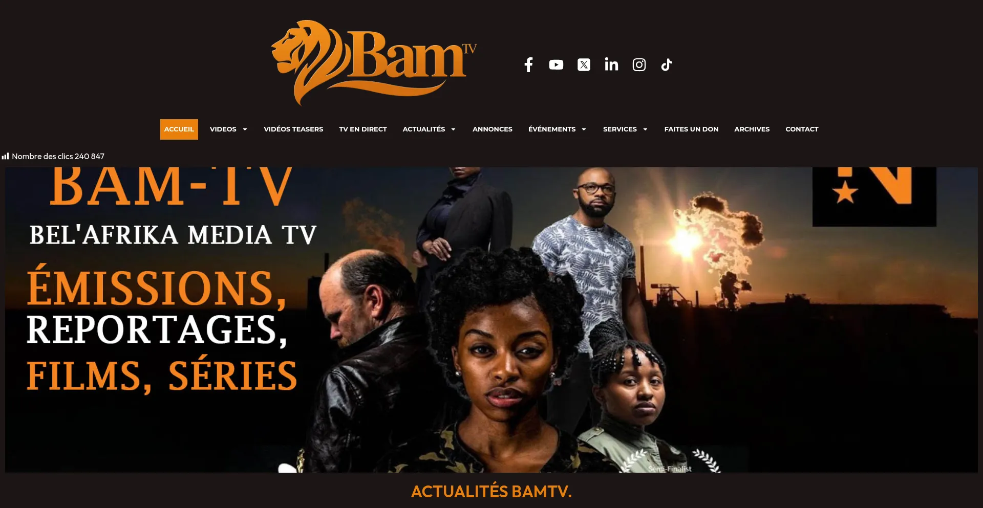 Website screenshot of Bamlive.tv