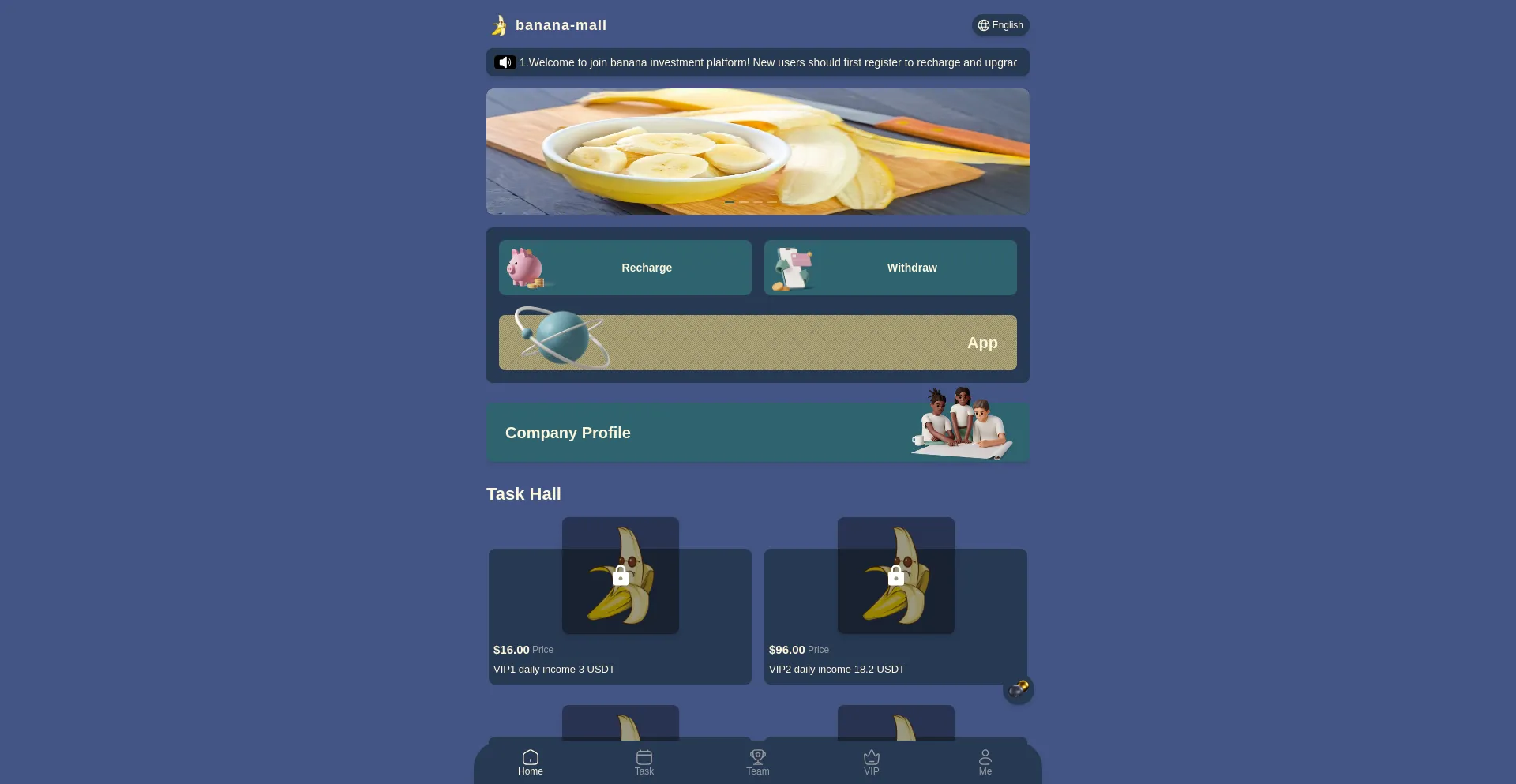 Website screenshot of Banana-mall.top