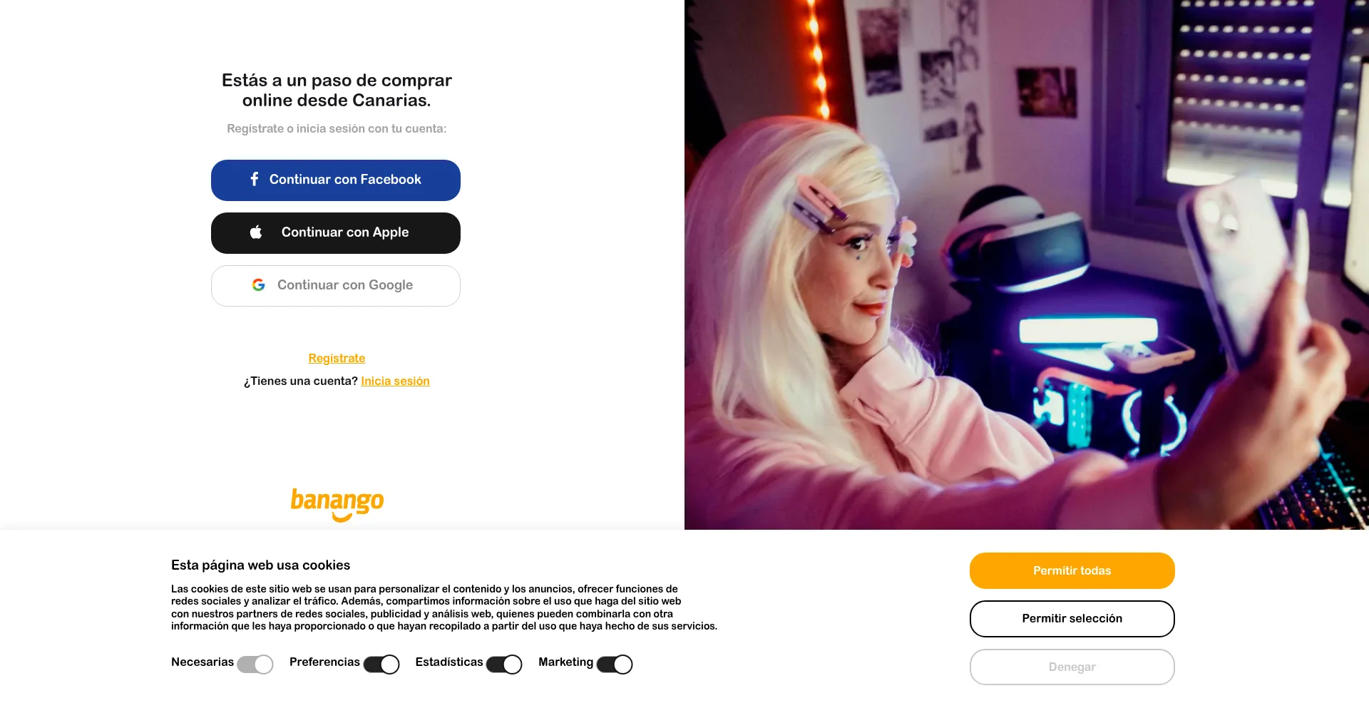 Website screenshot of Banango.app
