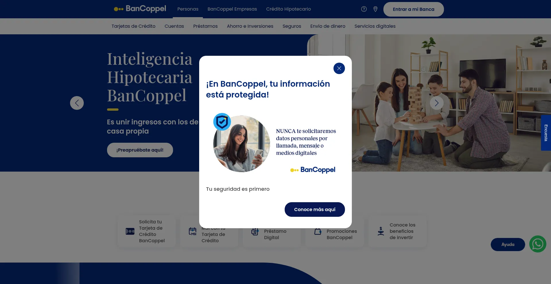 Website screenshot of Bancoppel.com