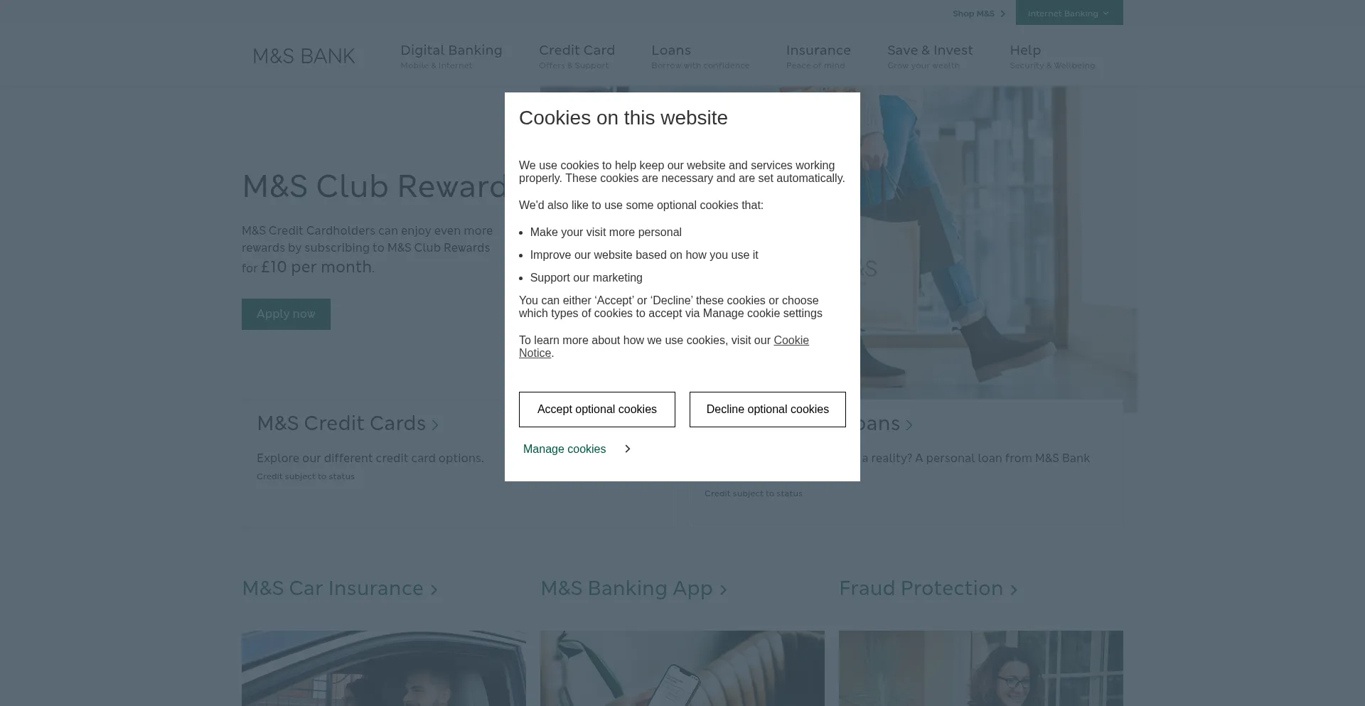 Bank.marksandspencer.com Screenshot