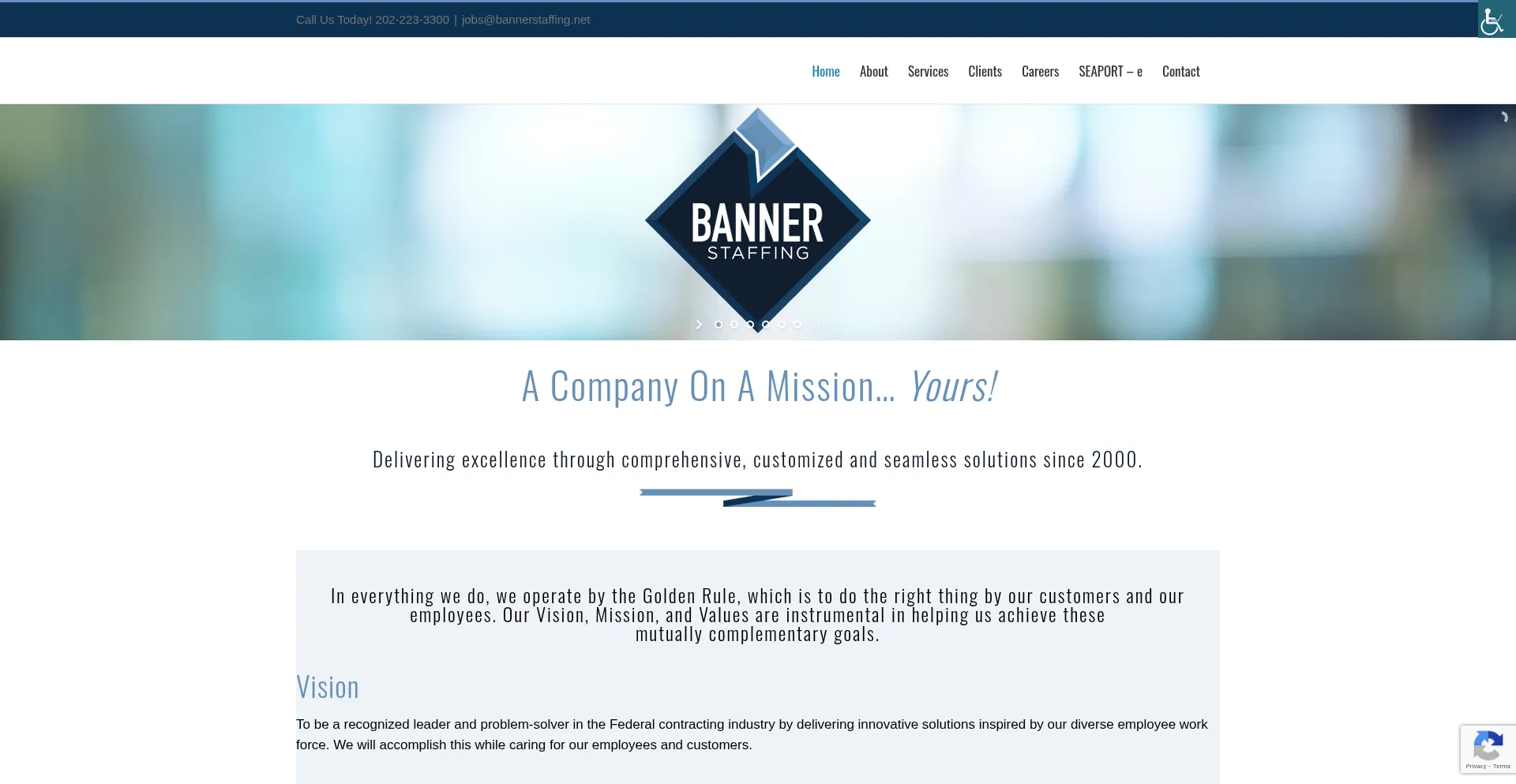 Website screenshot of Bannerstaffing.net