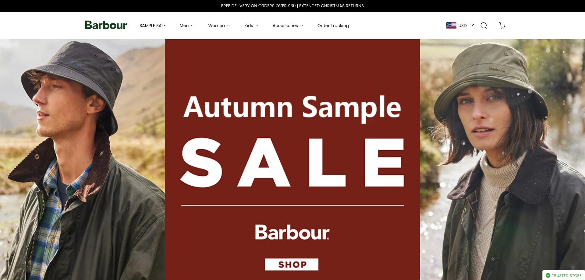 Website screenshot of Barbourstore.shop