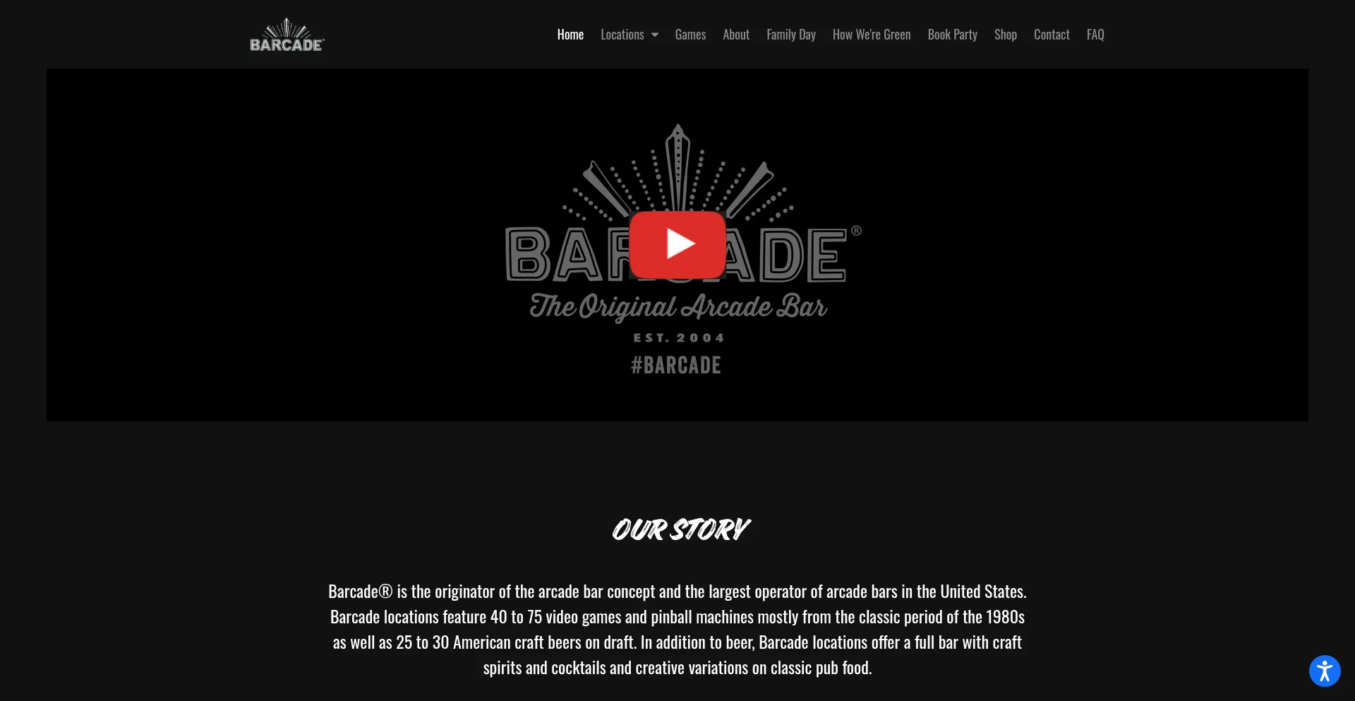 Website screenshot of Barcade.com