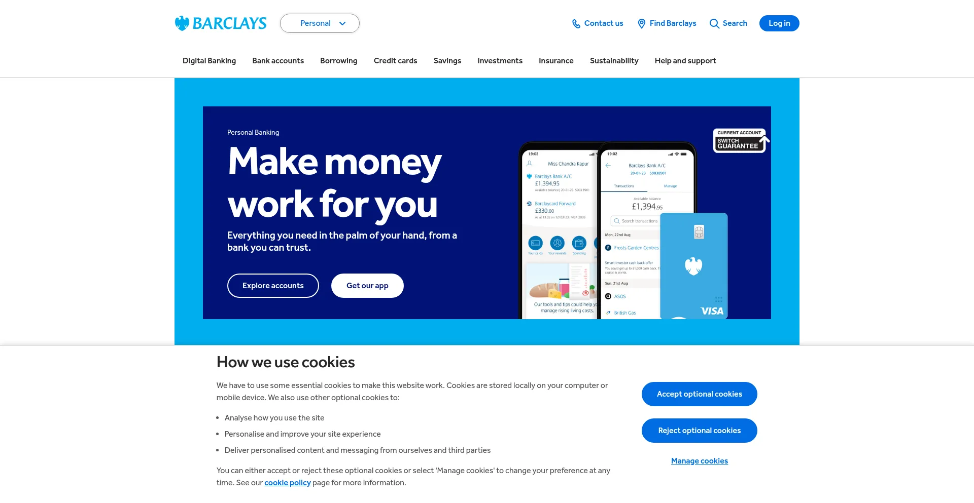 Website screenshot of Barclays.co.uk
