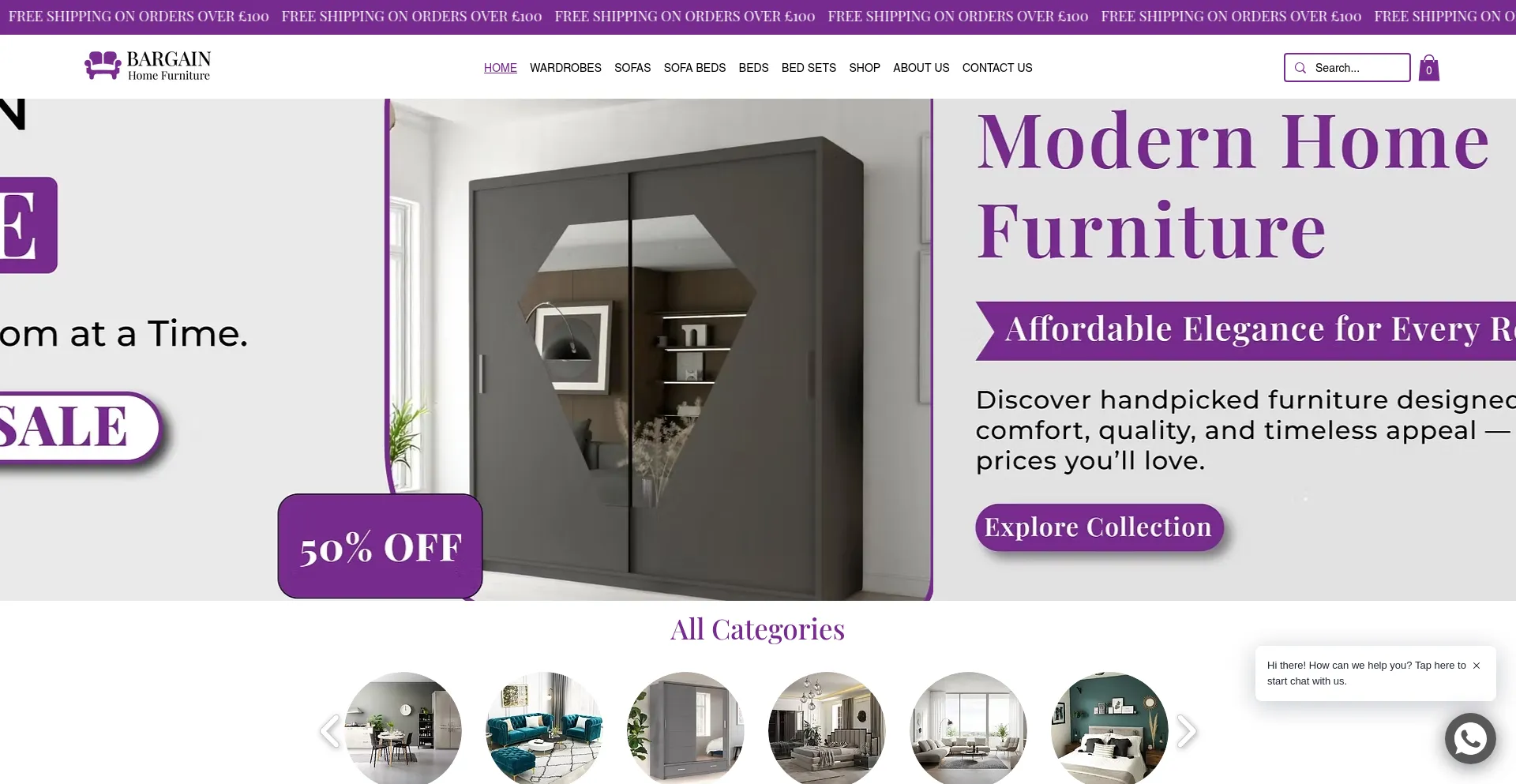 Website screenshot of Bargainhomefurniture.co.uk