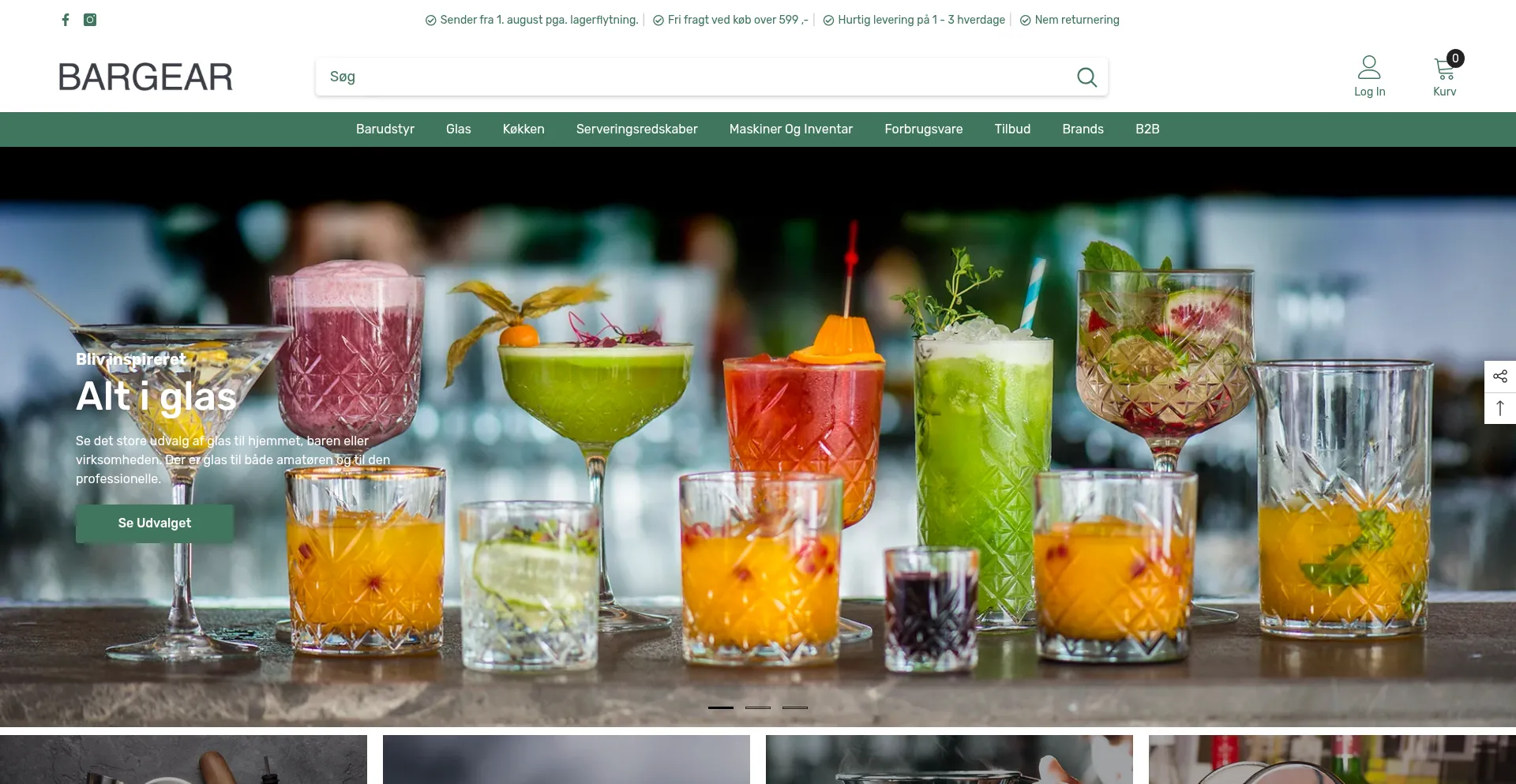Website screenshot of Bargear.dk