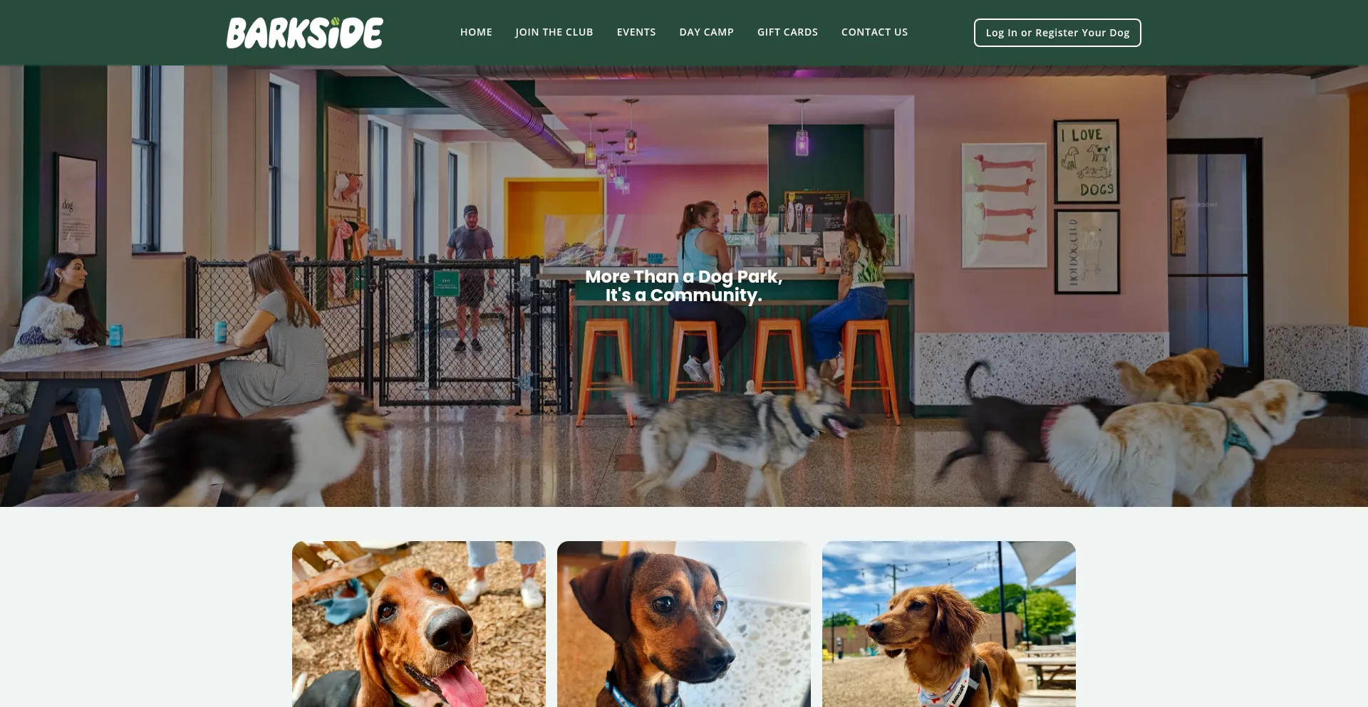 Website screenshot of Barksidedogbar.com