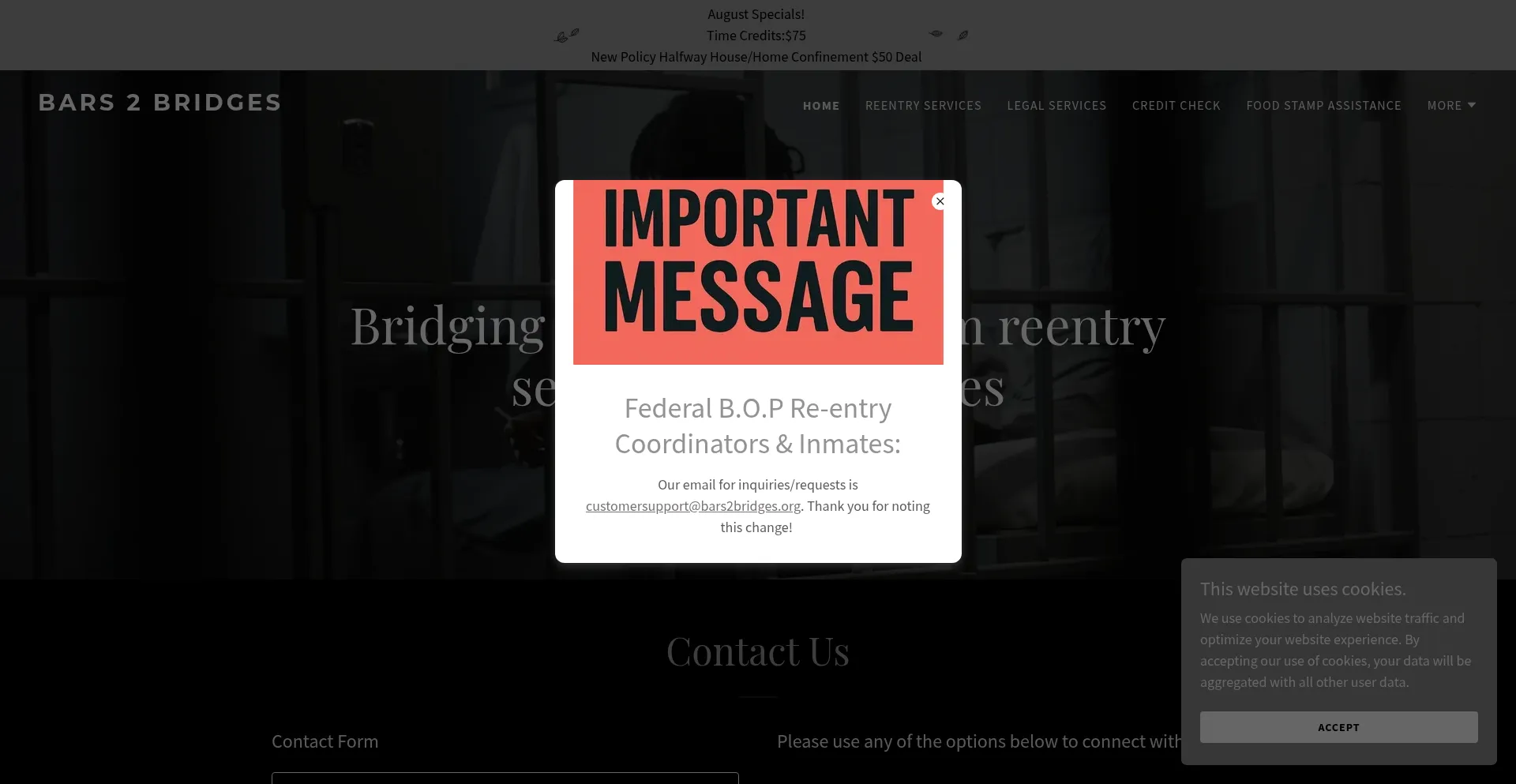 Website screenshot of Bars2bridges.org