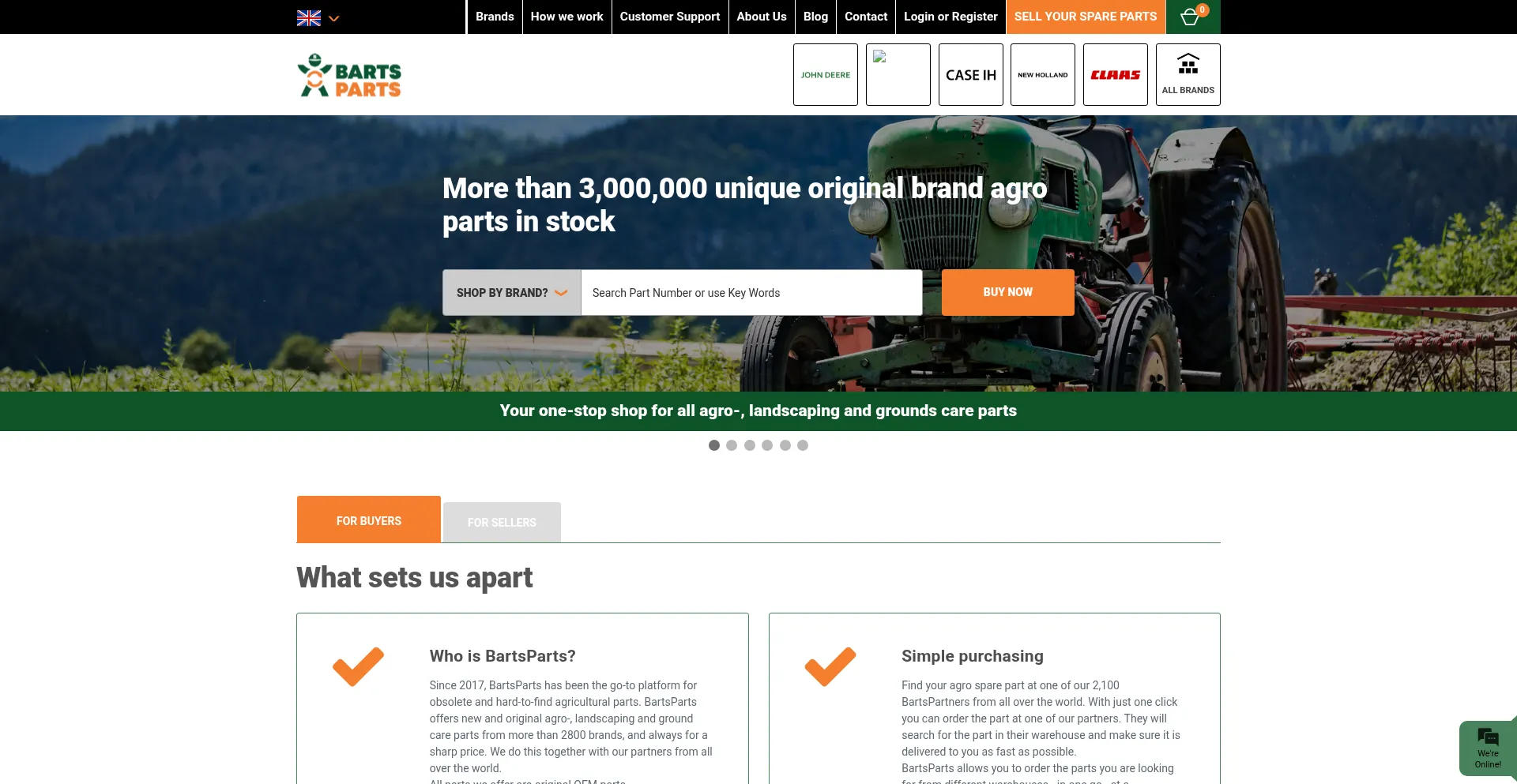 Website screenshot of Bartsparts.com