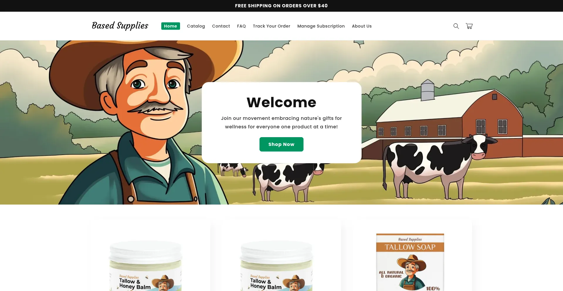 Website screenshot of Basedsupplies.com