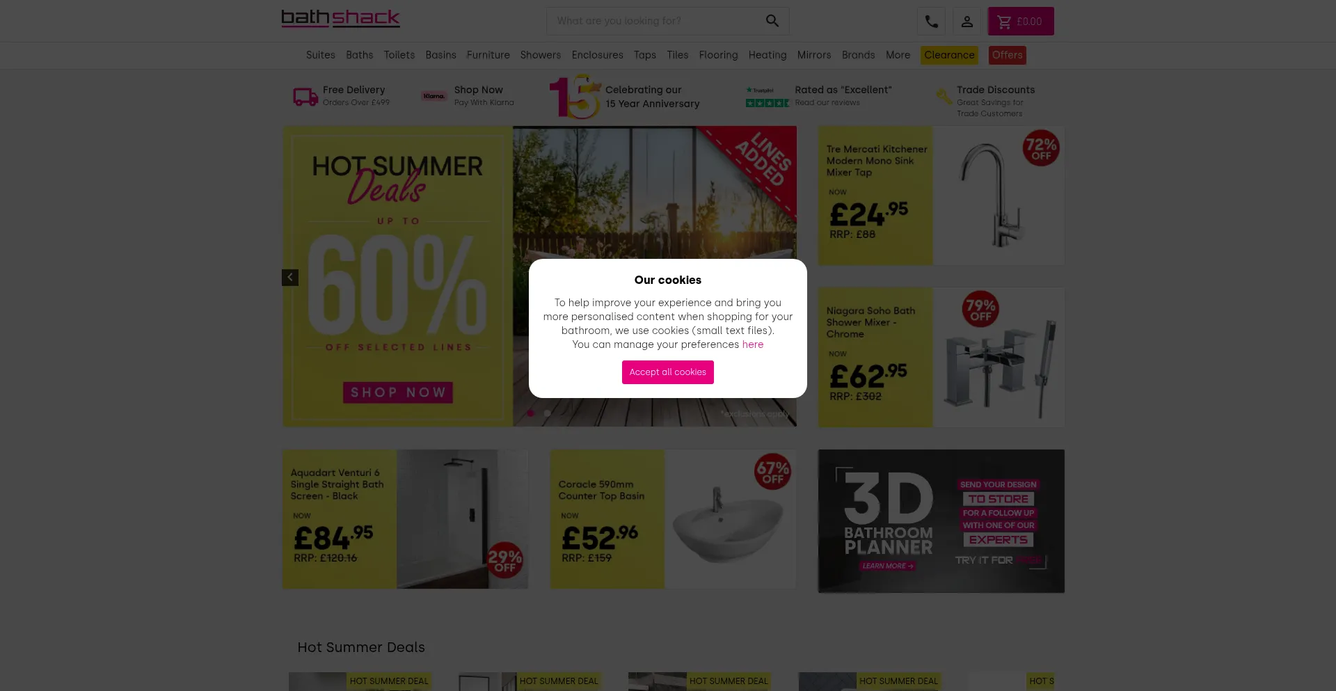 Website screenshot of Bathshack.com