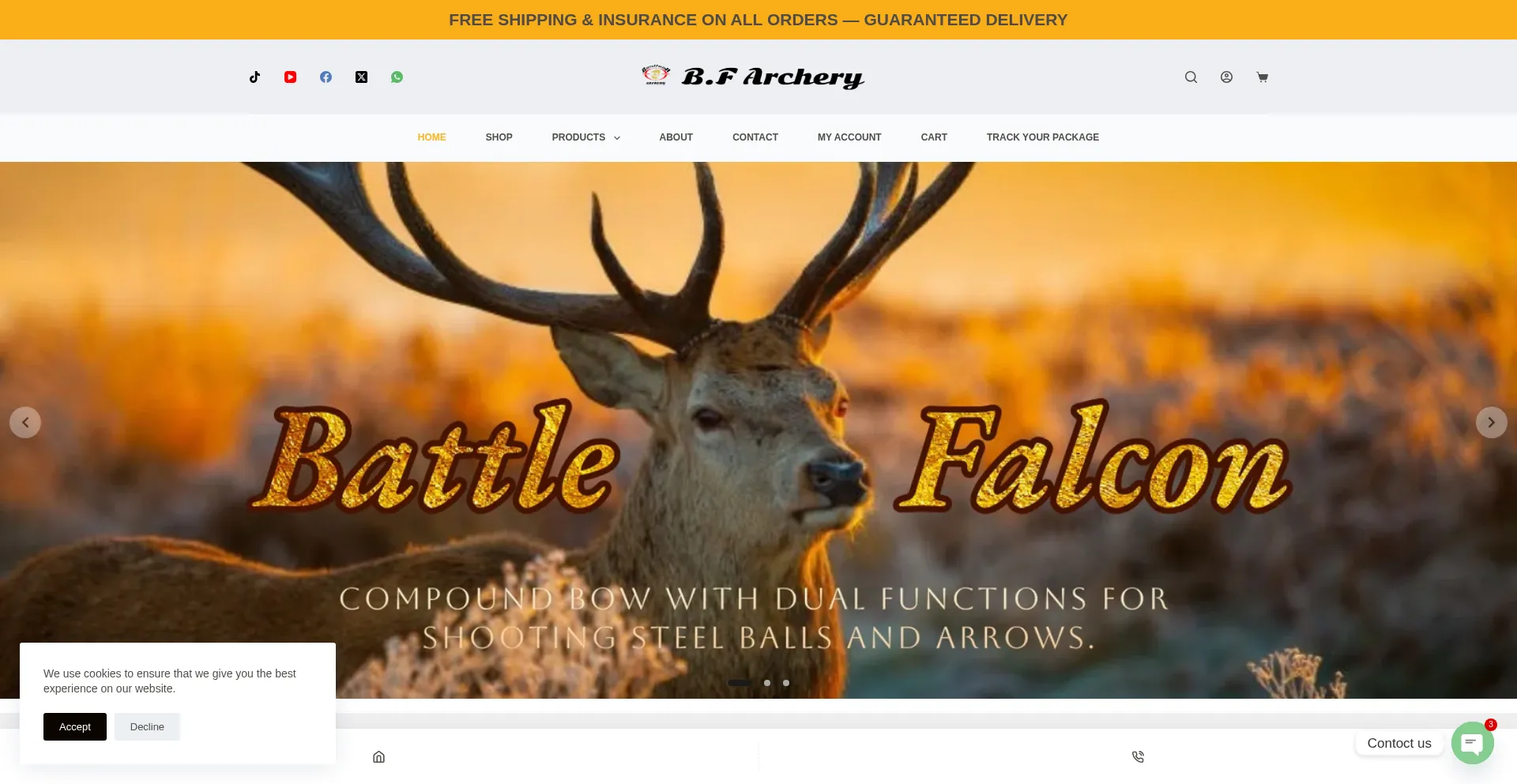 Website screenshot of Battlefalconstore.com