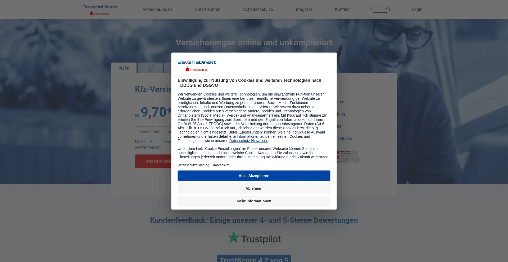 Bavariadirekt.de Screenshot