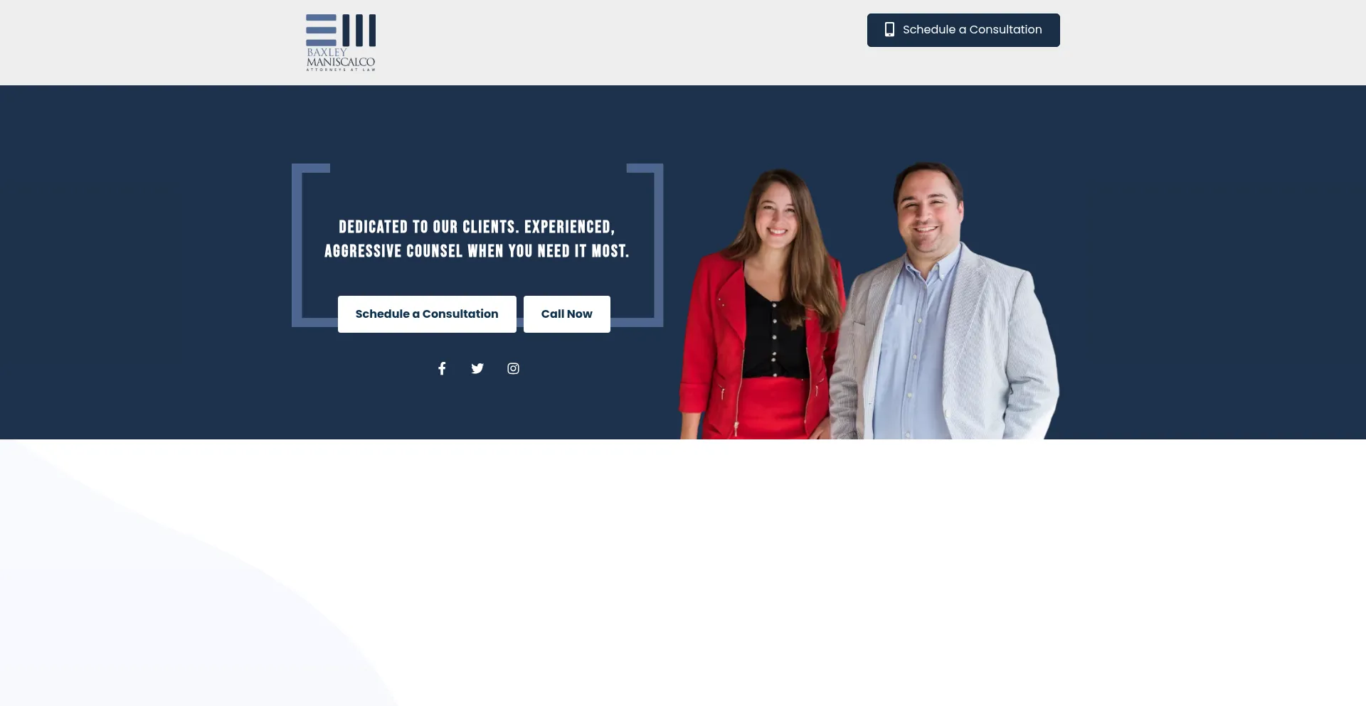 Website screenshot of Baxleymaniscalco.com