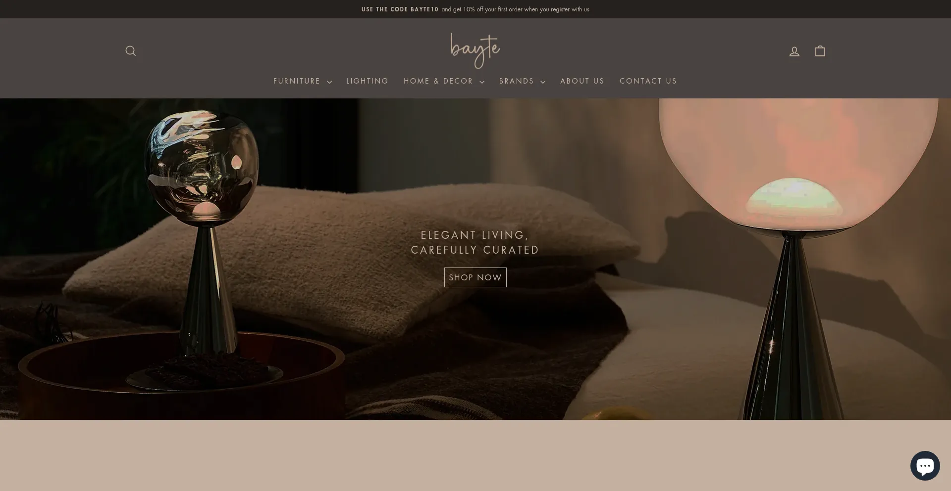 Website screenshot of Bayte.com