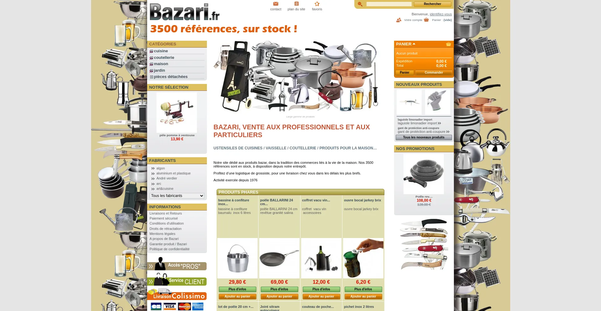 Website screenshot of Bazari.fr