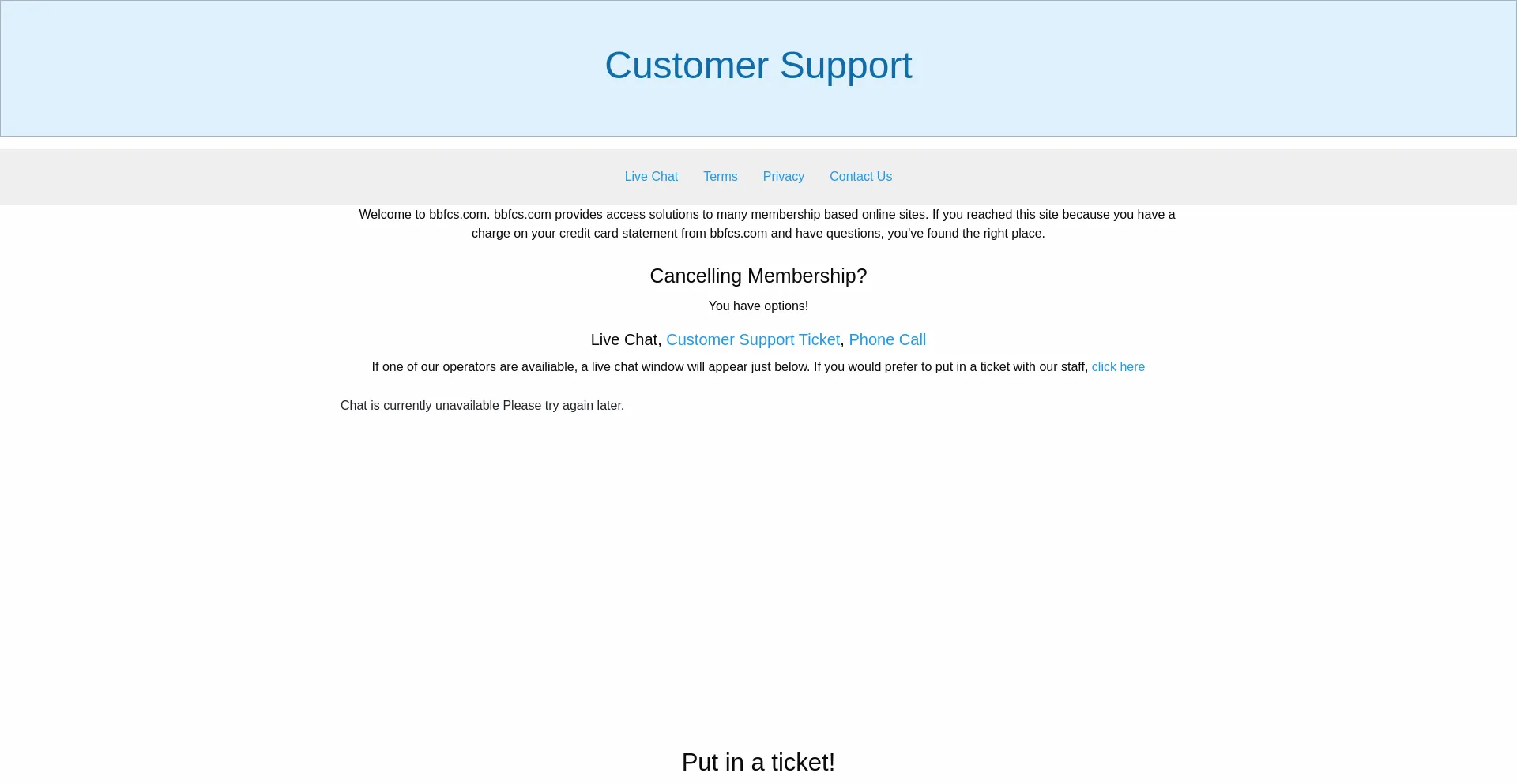 Website screenshot of Bbfcs.com
