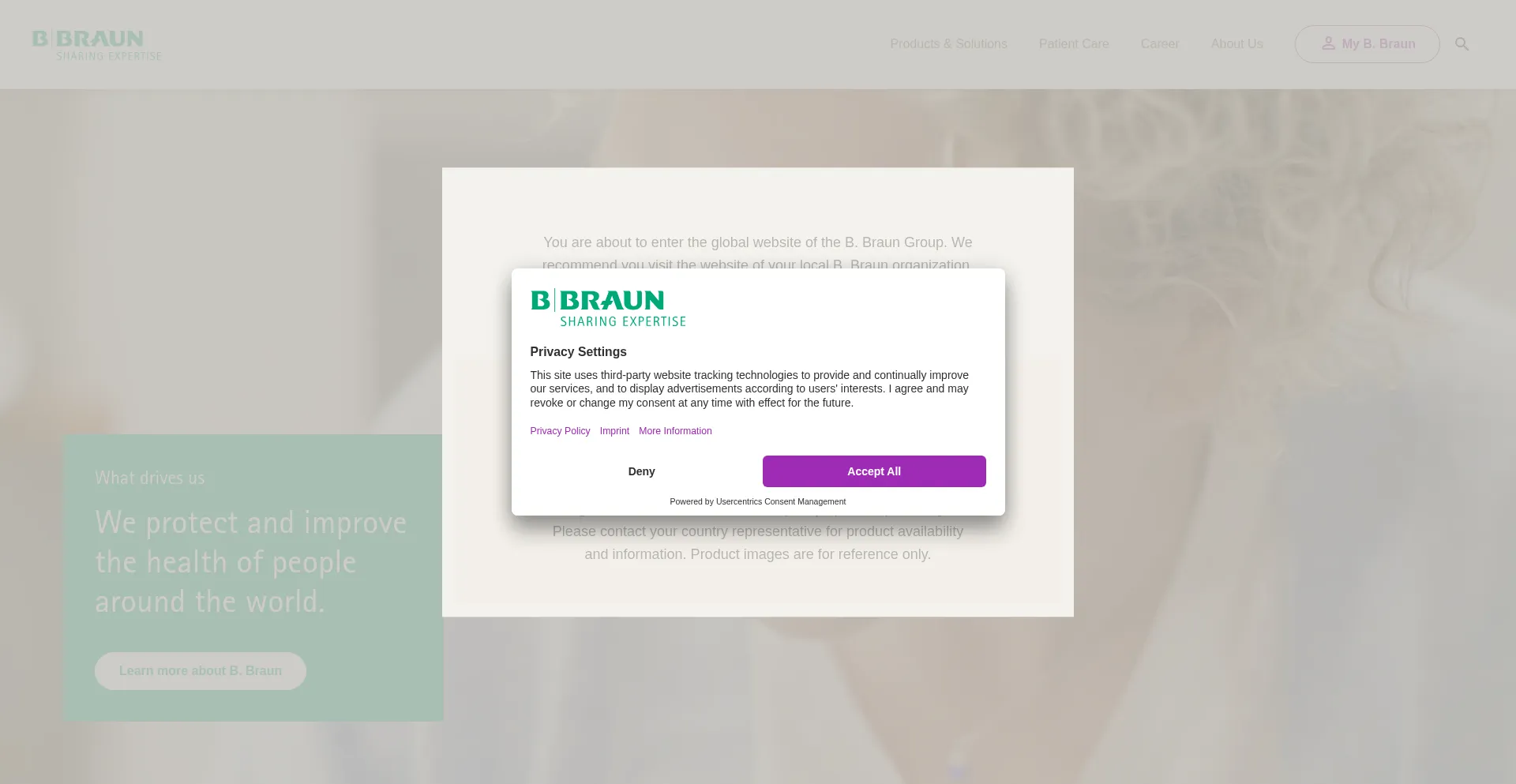 Website screenshot of Bbraun.com