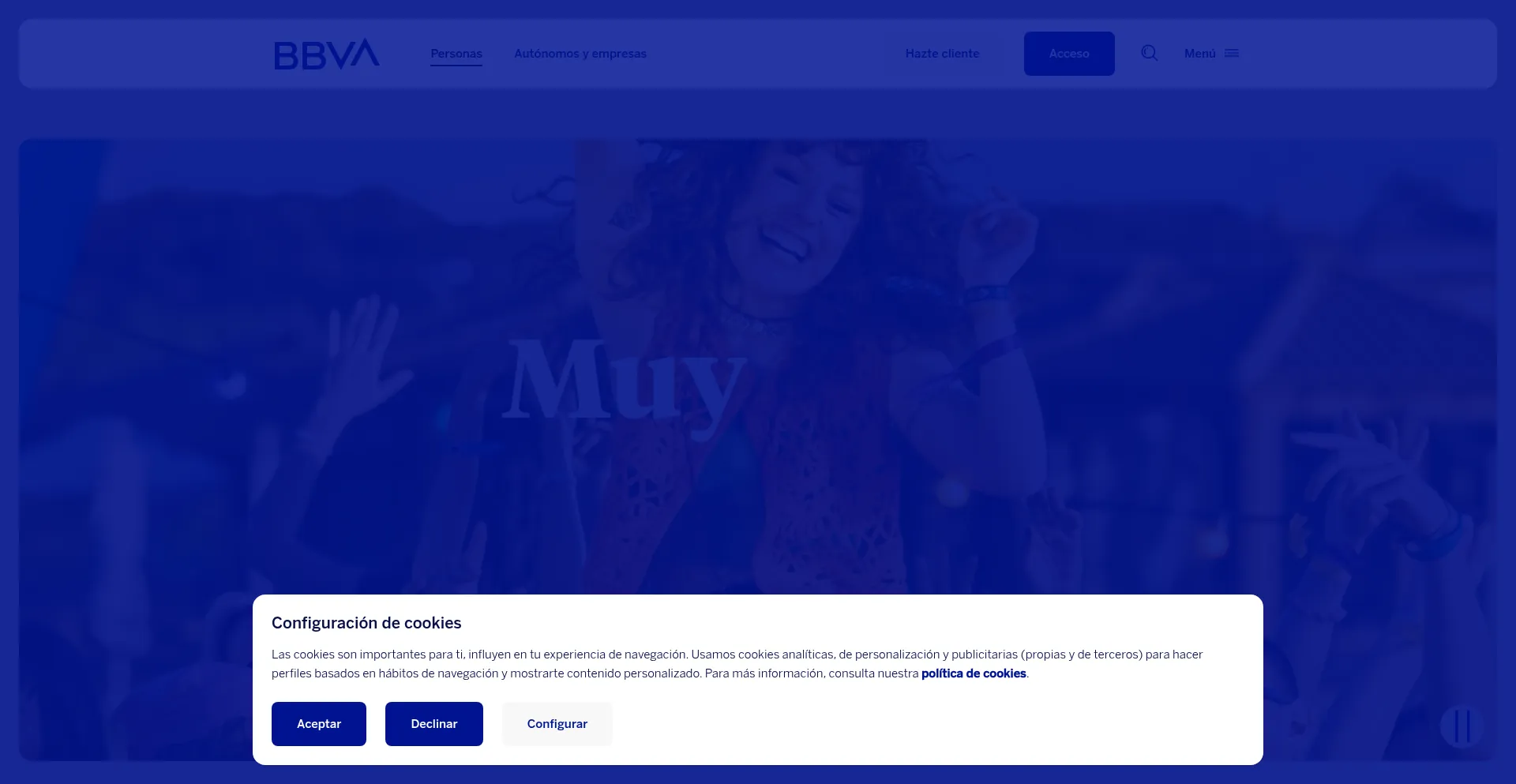 Website screenshot of Bbva.es