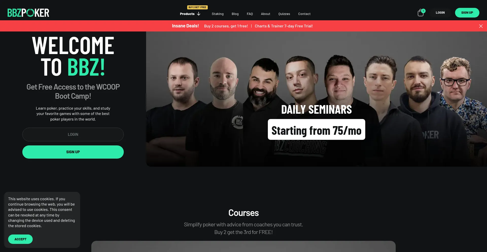 Website screenshot of Bbzpoker.com