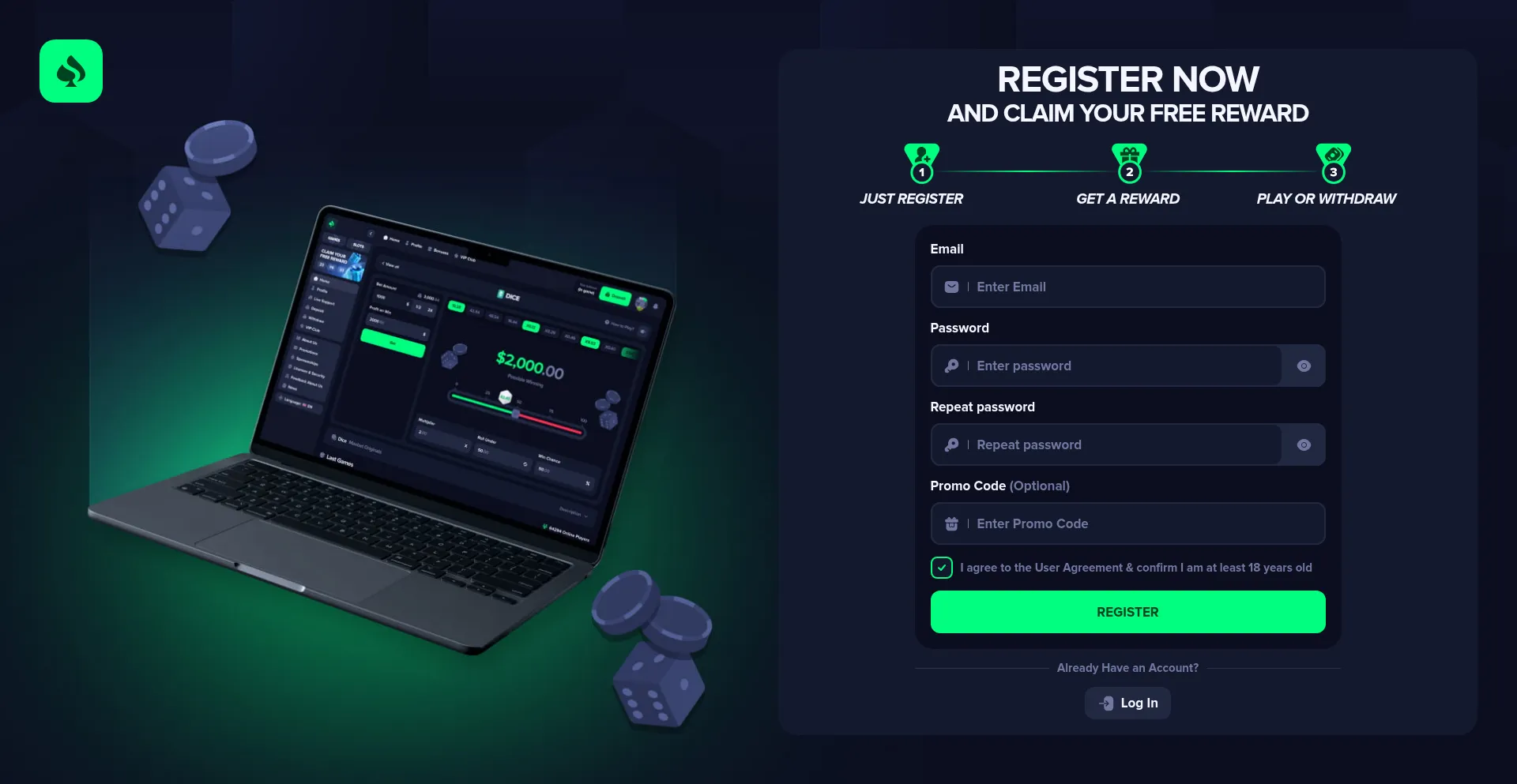 Website screenshot of Bc-game.giving