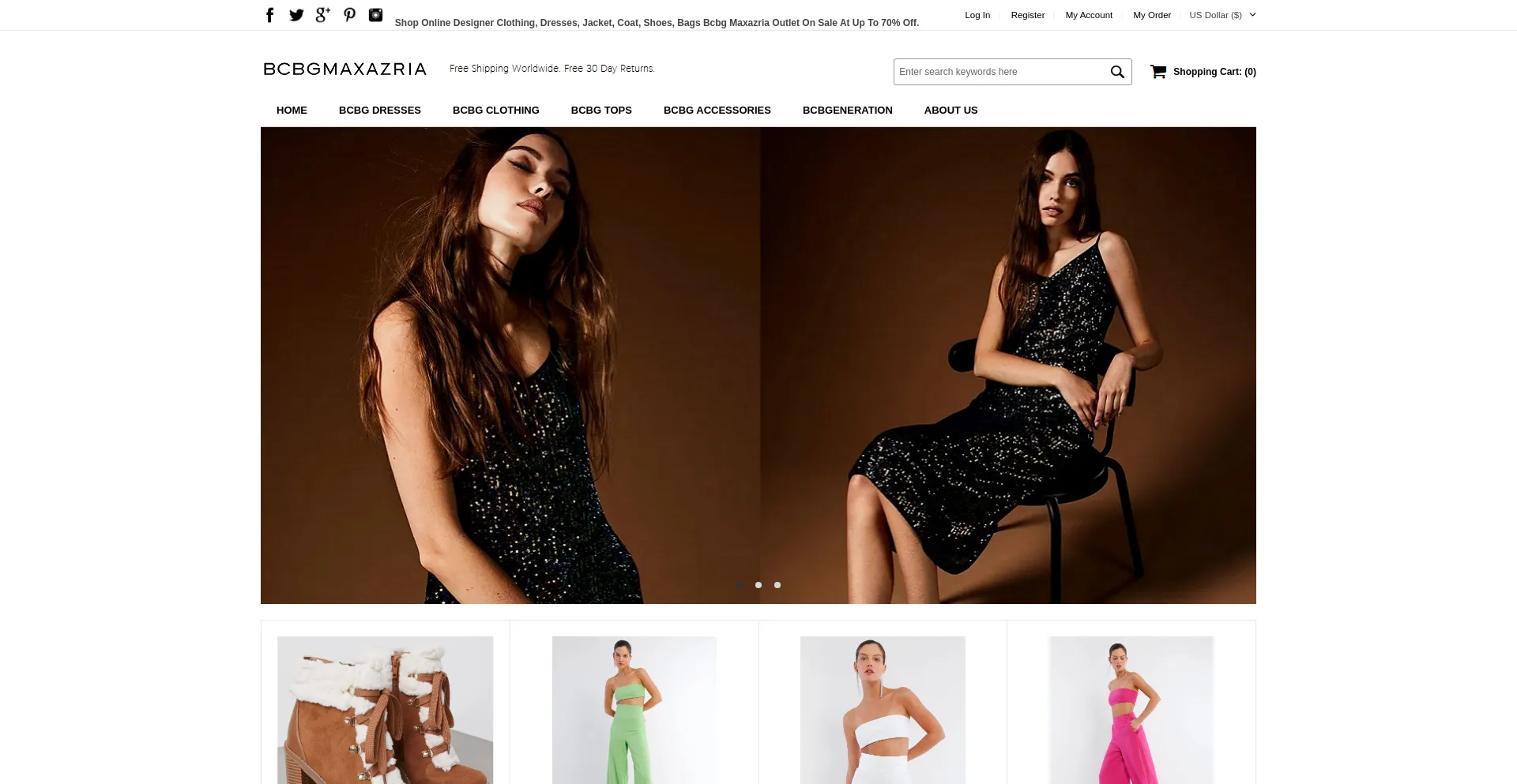 Website screenshot of Bcbgoutlet.com